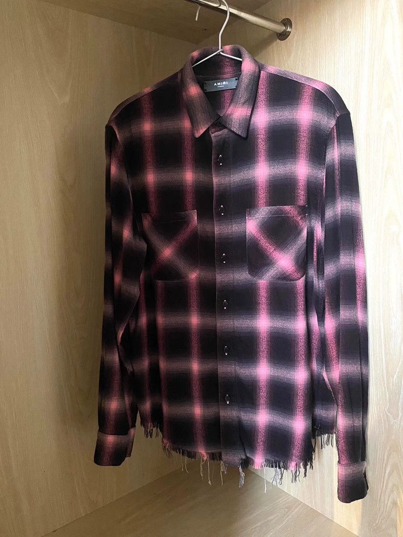 Amiri Amiri Pink plaid rendering flannel tassel destroys shirt 25 Size US XS / EU 42 / 0 - 2 Thumbnail
