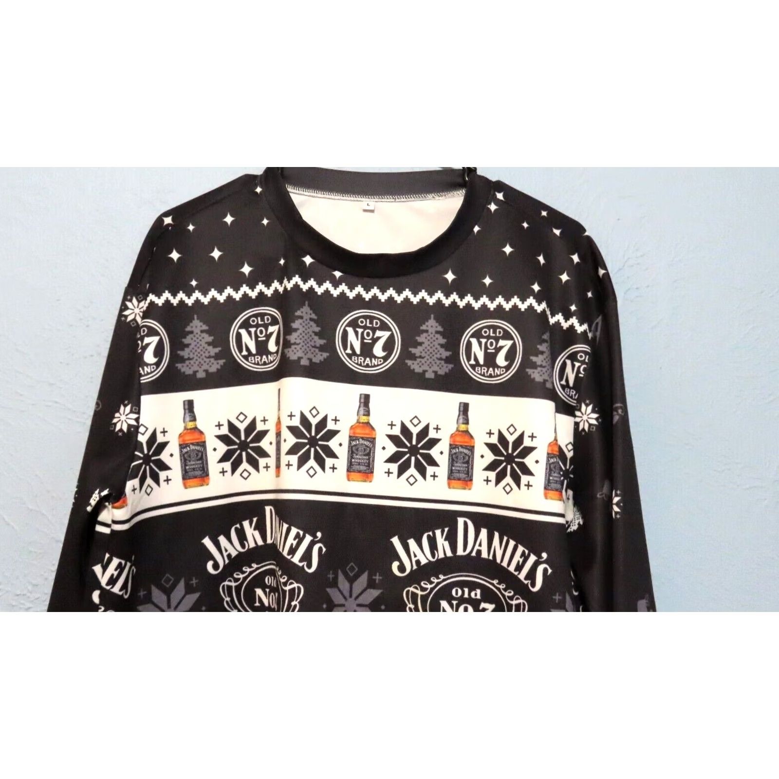 Vintage Jack Daniels Old No. 7 Shirt Christmas Mens Large Long Sleeve Graphic Print Crew Neck Black Size US L / EU 52-54 / 3 - 3 Thumbnail
