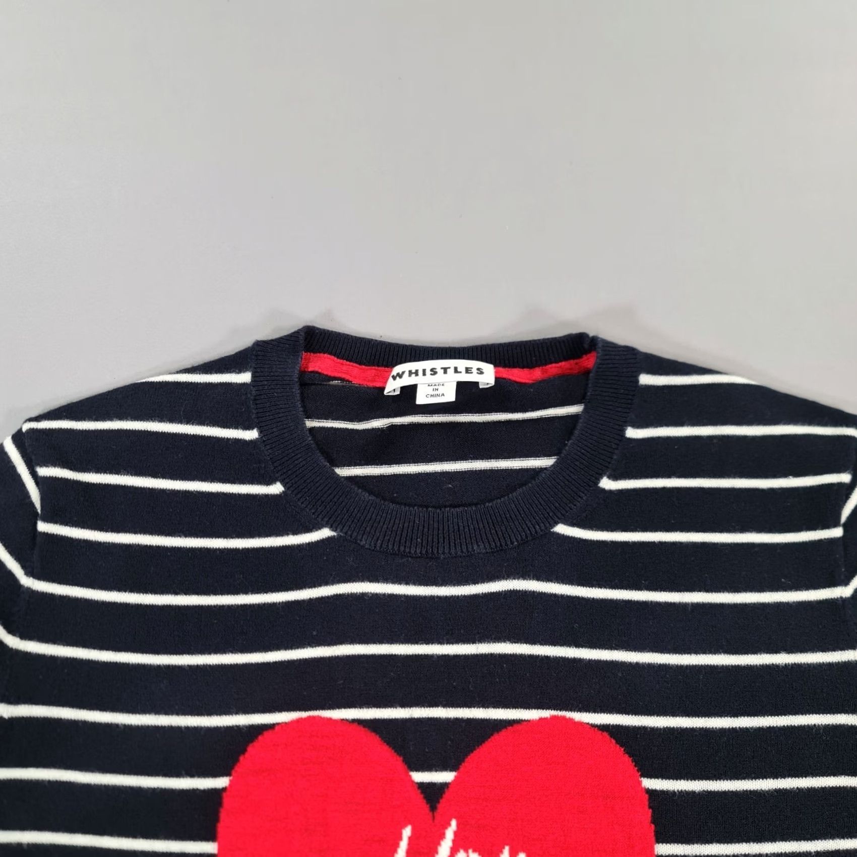 Whistles Whistles Jumper Navy Blue 12 UK Wool? No, Cotton Pullover Crew Neck Striped Mom Christmas 100% Cotton Women Regular Size XL / US 12-14 / IT 48-50 - 2 Thumbnail