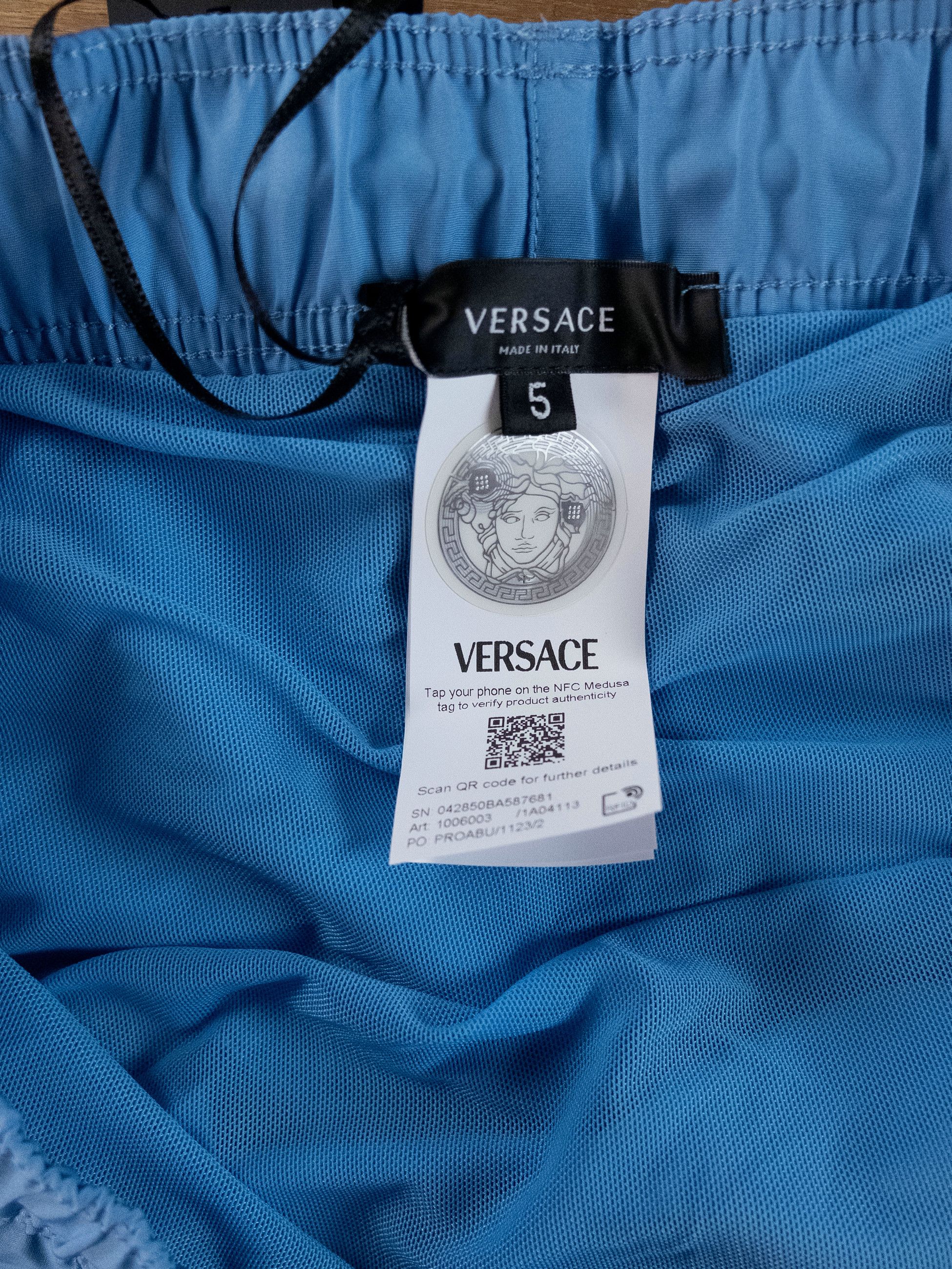 Versace VERSACE light blue Medusa logo swim shorts 5 Large trunks Size US 34 / EU 50 - 6 Thumbnail