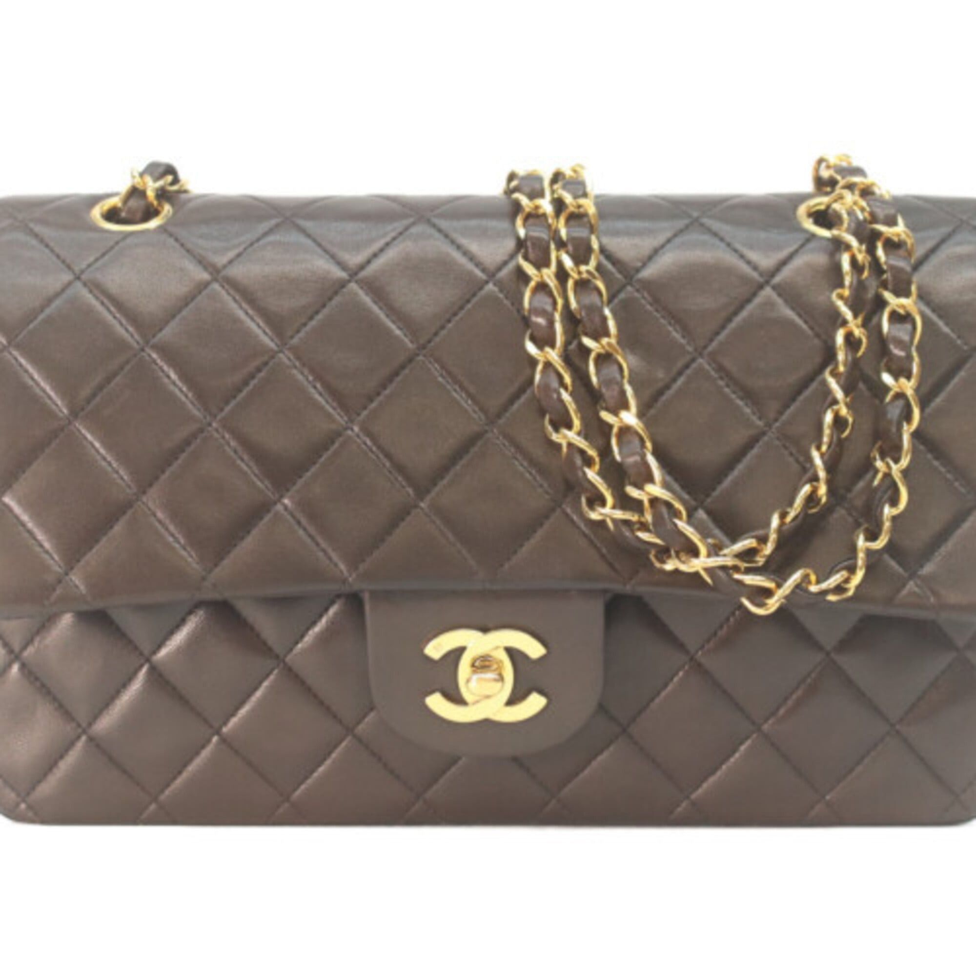 Chanel CHANEL A01112 Lambskin Double Flap Matelassé 25 Shoulder Bag, Black with Gold Hardware, Women's Size ONE SIZE - 1 Thumbnail