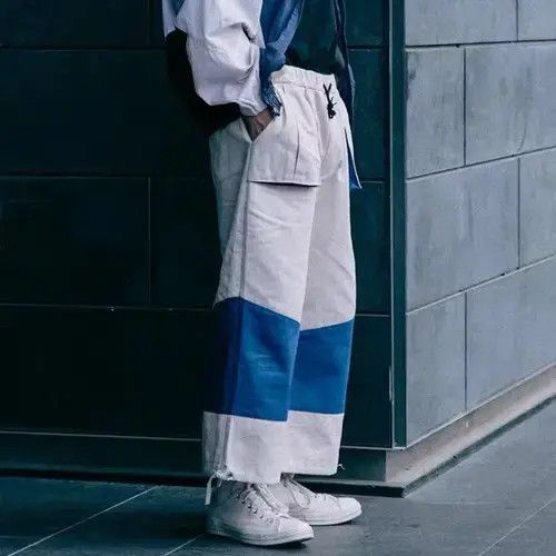 Other 2019A/W Simple Blue Japan White Patchwork Pants Size US 32 / EU 48 - 1 Thumbnail
