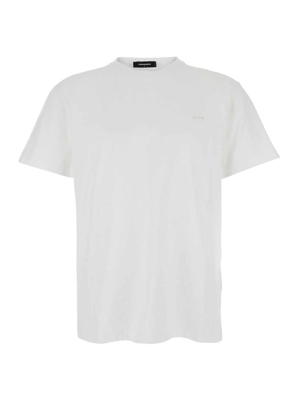 Dsquared2 White Crewneck T-Shirt with Patch Logo on the Front in Cotton Man Size US XL / EU 56 / 4 - 1 Thumbnail