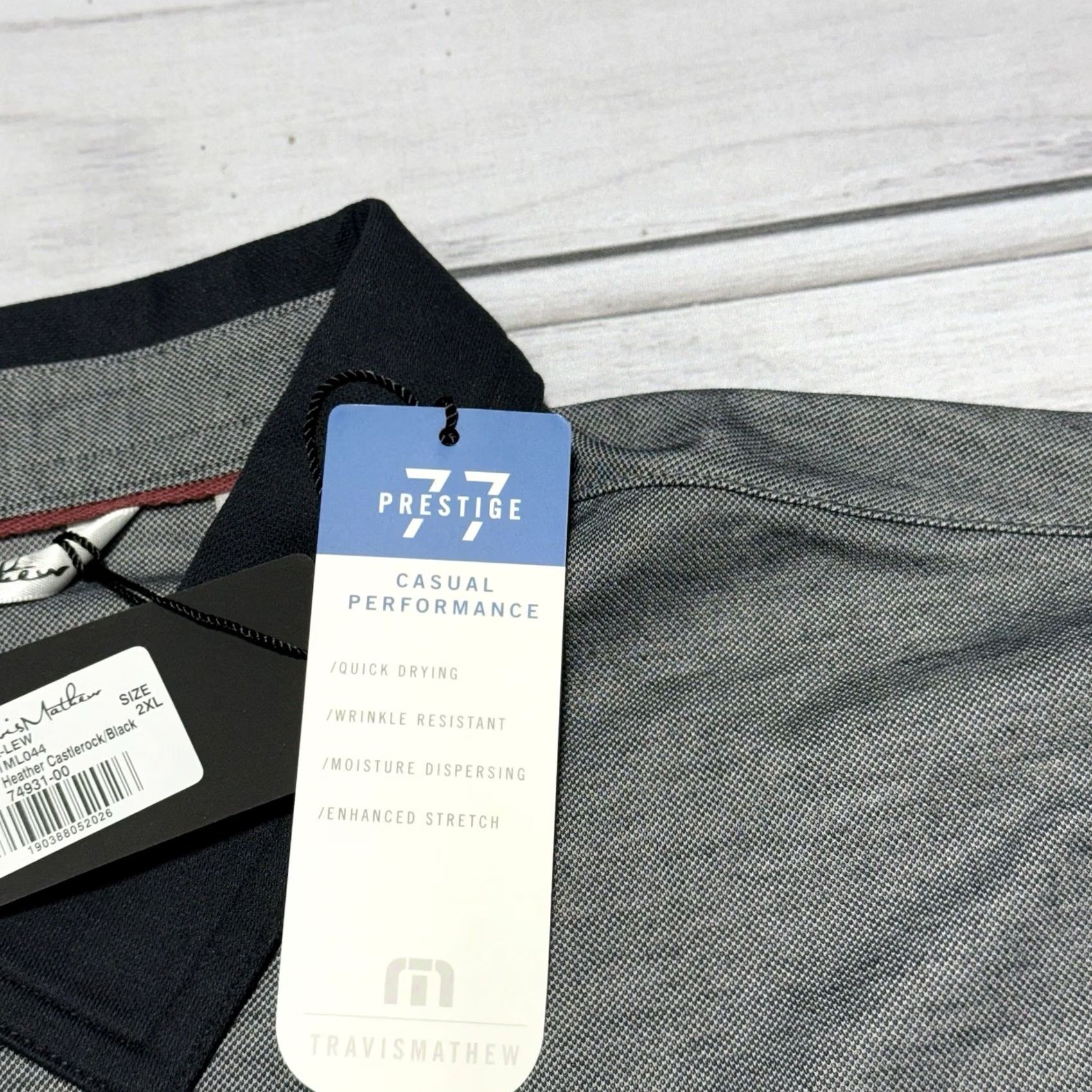 TravisMathew VINTAGE? No. Travis Mathew Polo Shirt Mens 2XL Gray K-Lew Golf Performance Prestige 77 NWT Size US XXL / EU 58 / 5 - 4 Thumbnail