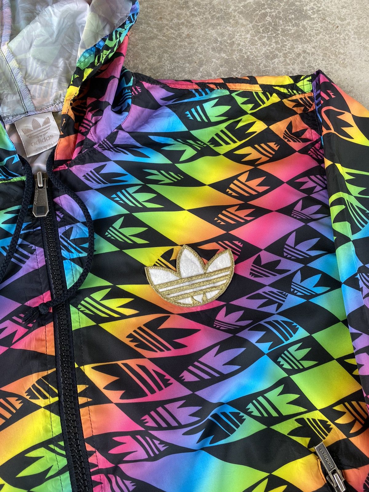 Adidas Vintage Adidas Trefoil Nylon Zipper Hoodie Size US M / EU 48-50 / 2 - 5 Thumbnail
