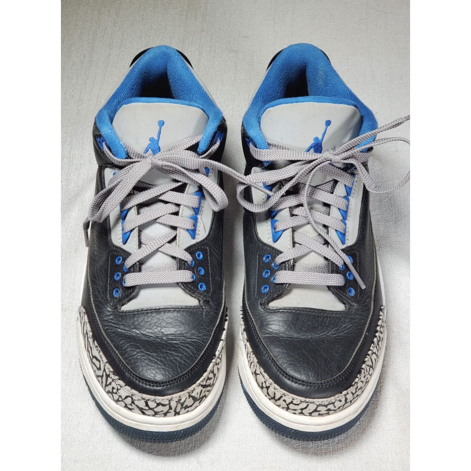 Jordan Brand Nike Air Jordan 3 Retro Black Sport Blue Wolf Gray 136064-007 Men’s US 9.5 Sneakers Size US 10 / EU 43 - 6 Thumbnail