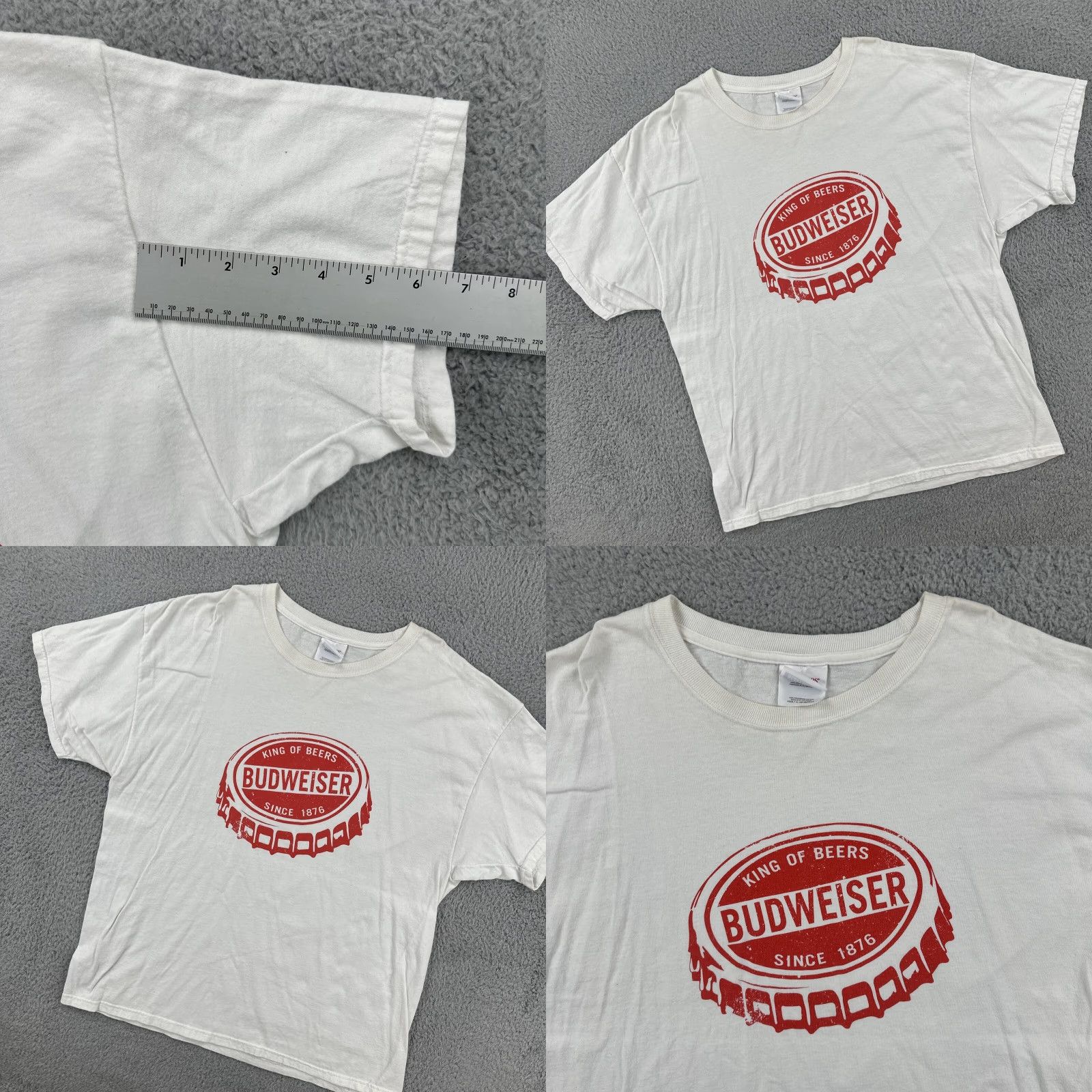 Hanes VINTAGE Hanes T-Shirt XL White Budweiser Logo Beer Crew Neck Short Sleeve Men X-Large White Candy? Size US XL / EU 56 / 4 - 9 Thumbnail