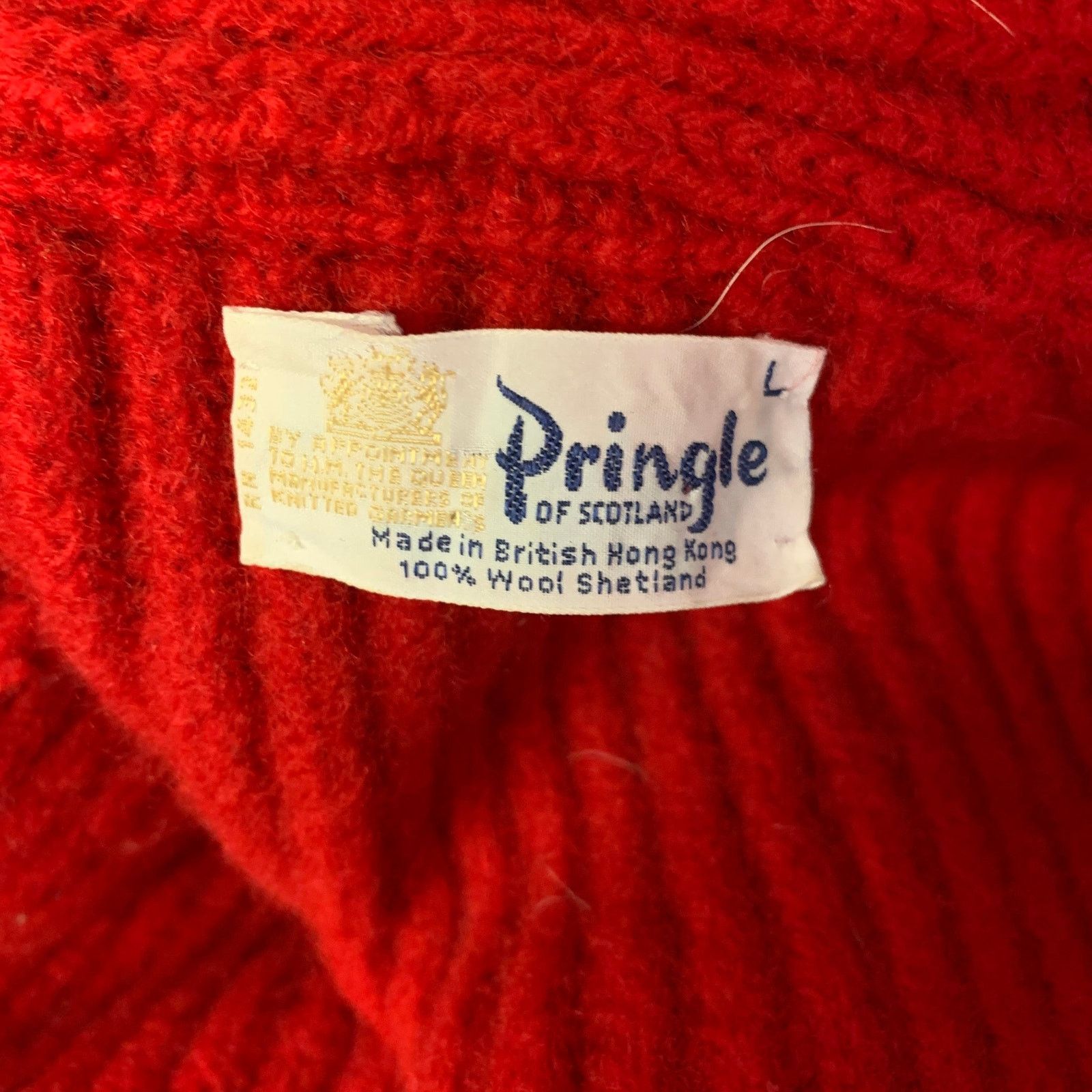 Pringle Of Scotland PRINGLE Size L Red Knit Wool Shawl Cardigan Size US L / EU 52-54 / 3 - 4 Thumbnail