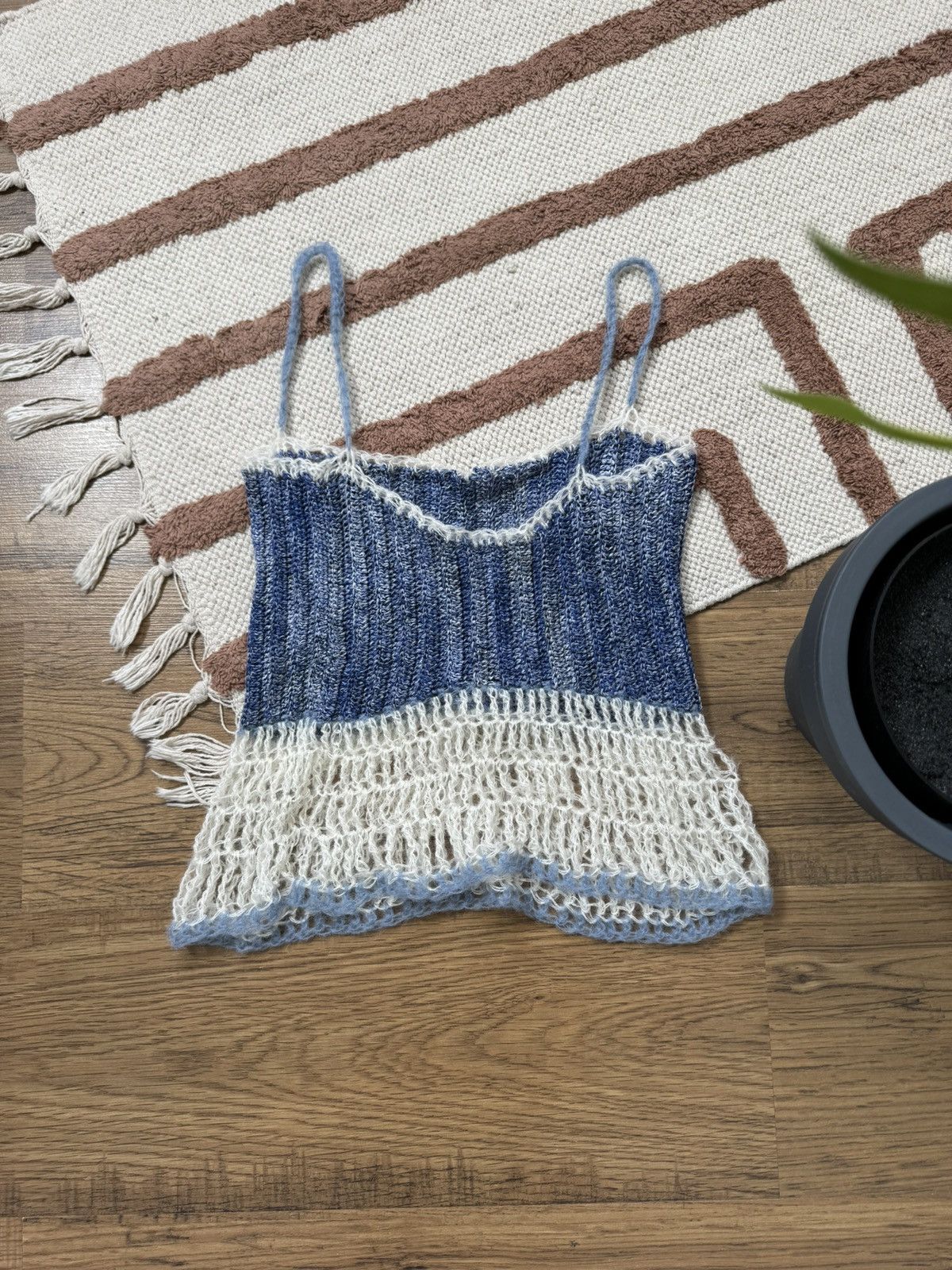 Vintage HAND KNITTED VINTAGE DENIM STYLE TANK TOP Size M / US 6-8 / IT 42-44 - 7 Thumbnail