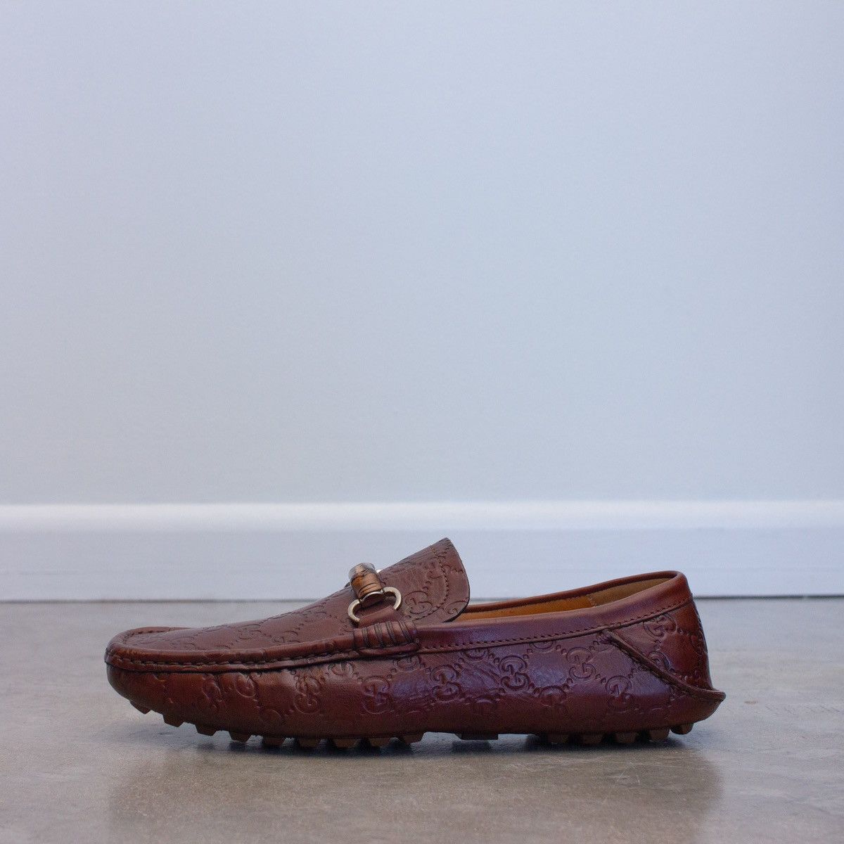 Gucci GUCCI Guccissima Brown Leather Drivers Bamboo Loafers Size US 8.5 / EU 41-42 - 2 Thumbnail