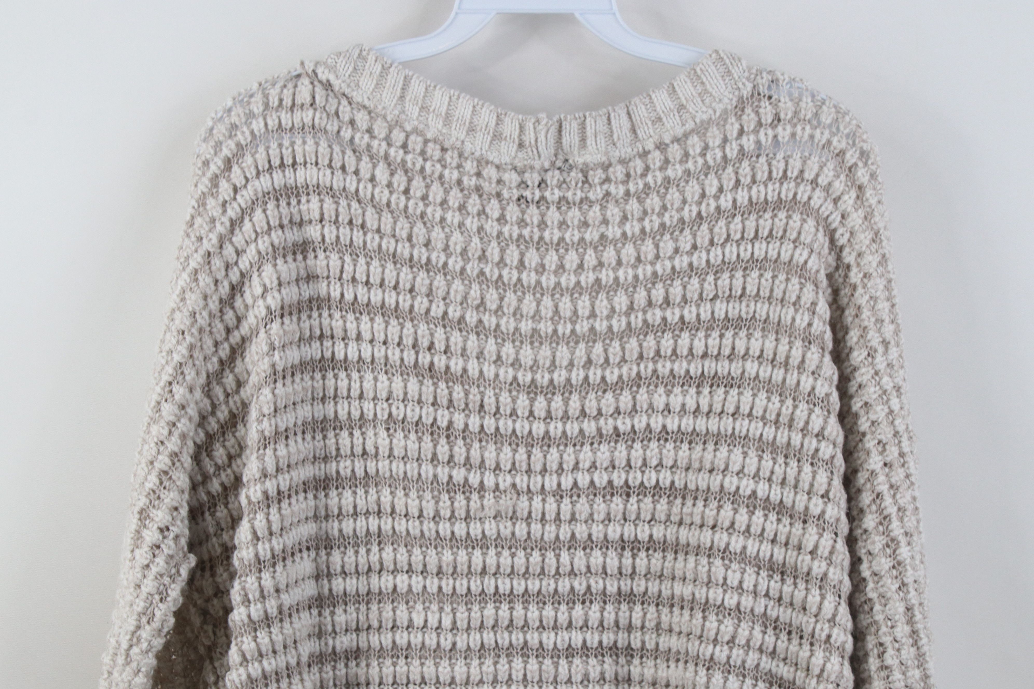 Express Vintage Y2K Express Cropped Crochet Knit Sweater Gray USA Size M / US 6-8 / IT 42-44 - 9 Thumbnail