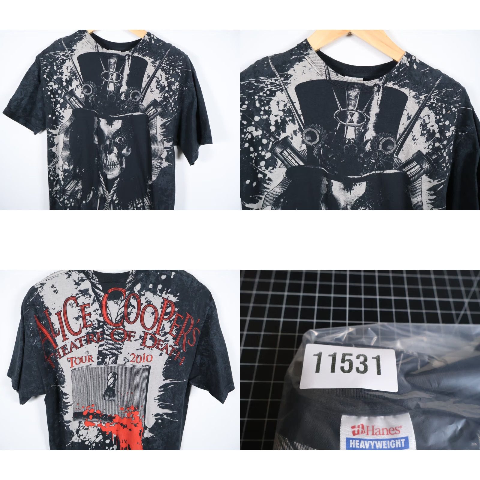 Hanes Alice Cooper Theatre of Death Tour T-Shirt Men M Black Cotton Logo Double-Sided Vintage No Size US M / EU 48-50 / 2 - 8 Thumbnail