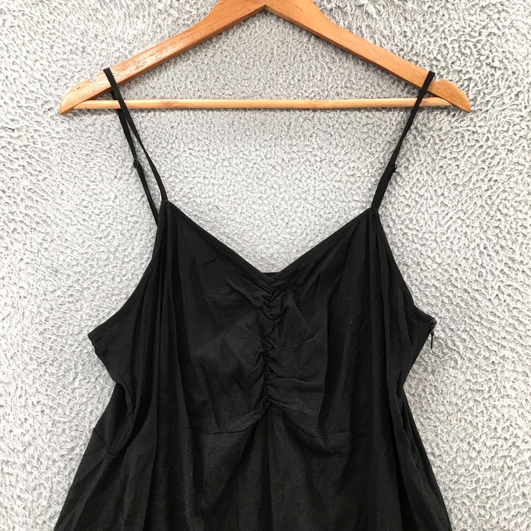 Vintage Divided Dress Womens Large Black Spaghetti Strap Sleeveless Ruched Zipper Mini Size L / US 10 / IT 46 - 2 Thumbnail