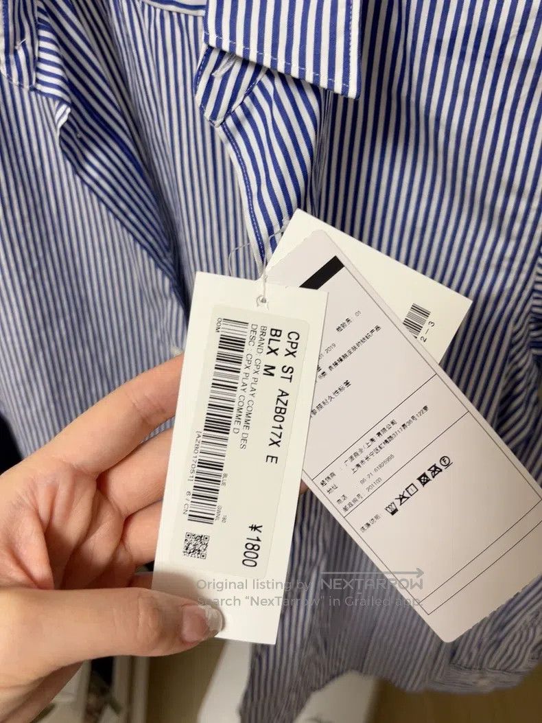 Comme des Garcons Comme Des Garcons Striped Shirt Blue Stripes Black Heart W Size M / US 6-8 / IT 42-44 - 2 Thumbnail