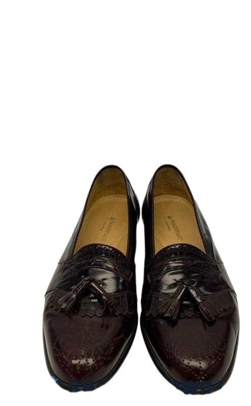 Magnanni Mens Tassel Loafers Brown Burgundy Leather Wingtip Shoes 10.5 M Italy Magnanni Men main image 2