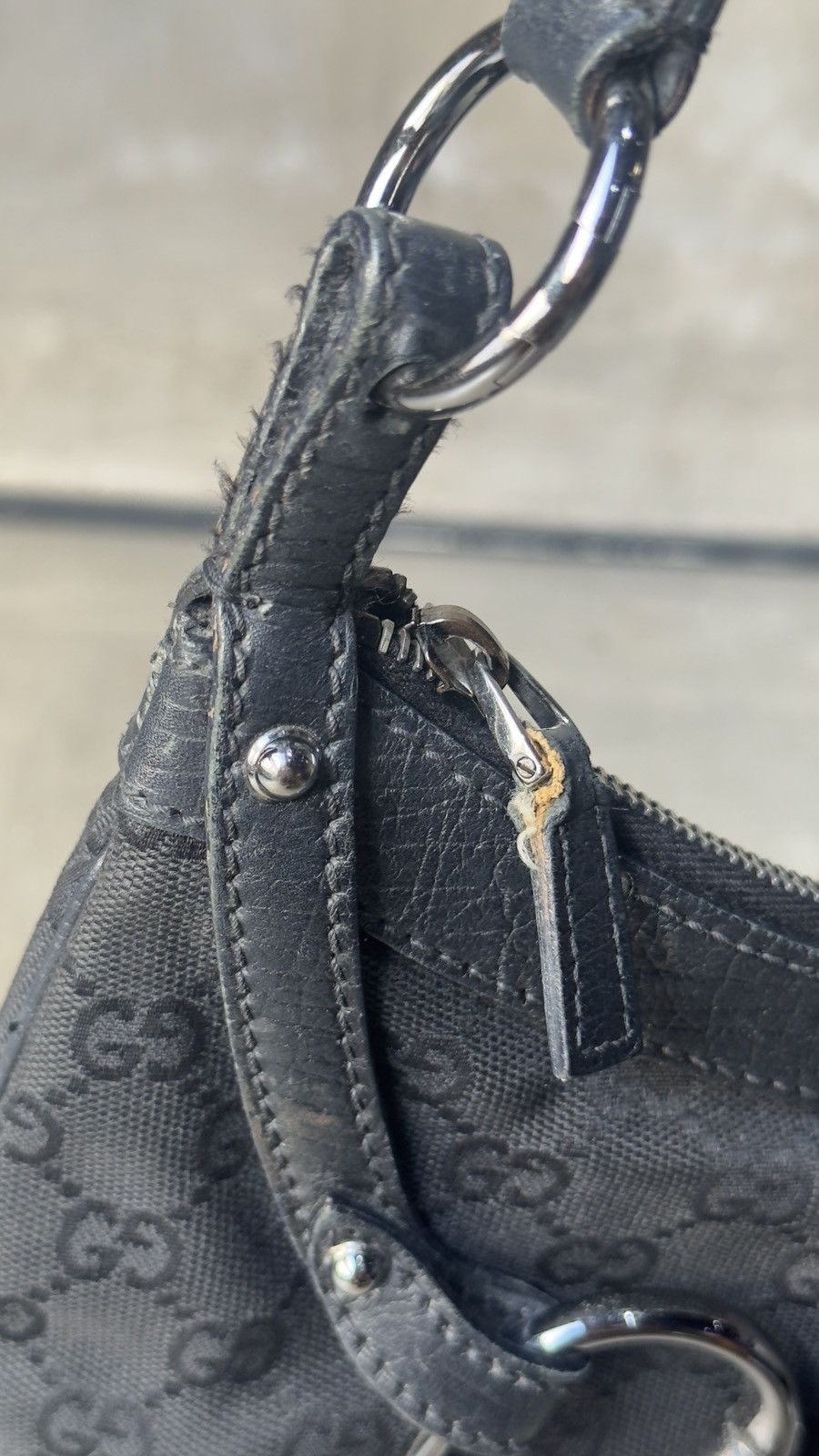 Gucci Gucci Black GG Canvas Horsebit Hobo Bag Size ONE SIZE - 6 Thumbnail