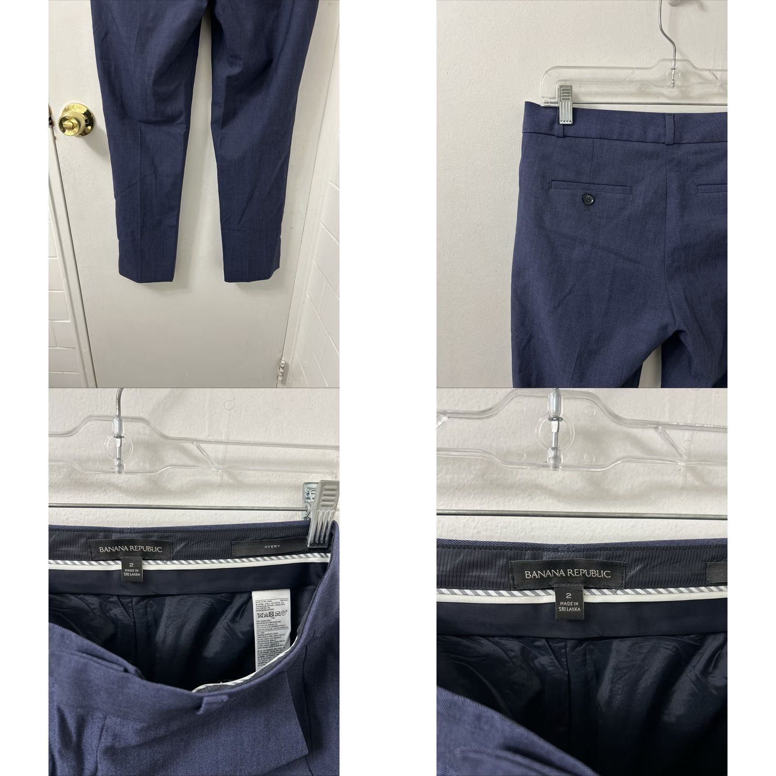 Banana Republic Banana Republic Avery Dress Pants Womens Size 2 Navy Blue 95% Wool Stretch Straight Front Pockets Dry Clean Only Modern Classic Office Workwear Formal Size 26" / US 2 / IT 38 - 8 Thumbnail
