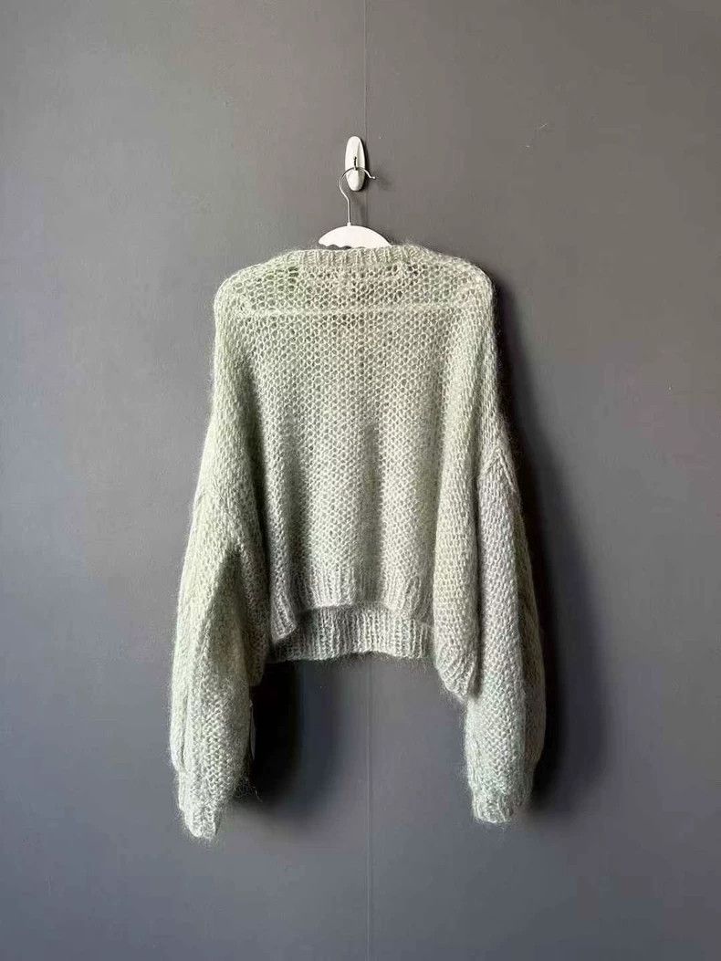 Loewe LOEWE Short light green mare hair long sleeve sweater hood Size XS / US 0-2 / IT 36-38 - 2 Thumbnail
