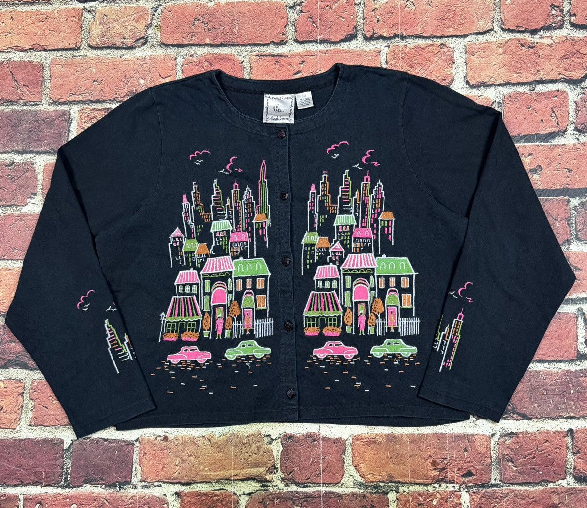 Other Michael Simon Lite Cardigan Cropped City Skyline Cars Houses Size XL / US 12-14 / IT 48-50 - 1 Thumbnail