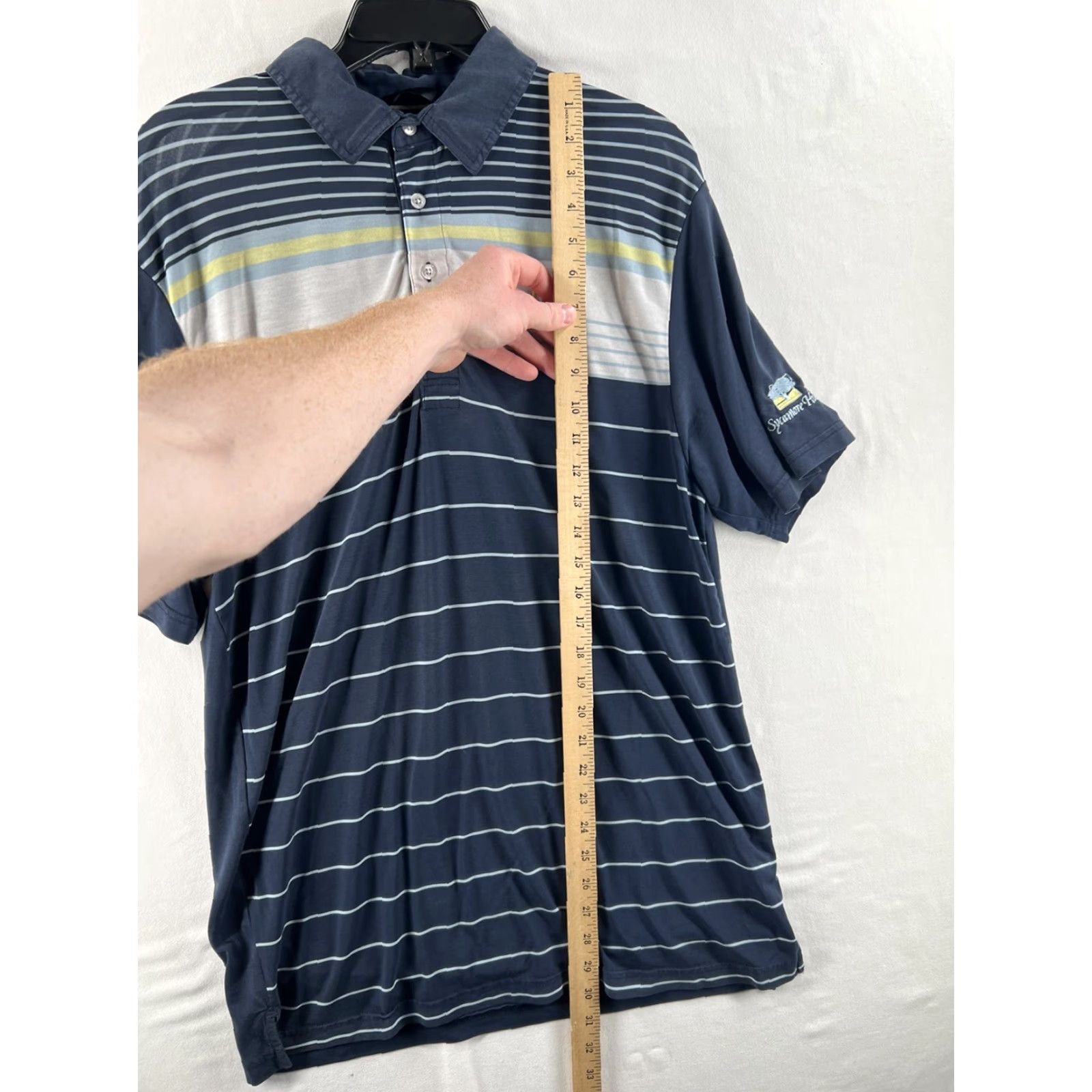 TravisMathew Travis Mathew Polo Shirt Mens Medium Blue Striped Short Sleeve Casual Shirt Polo Size US M / EU 48-50 / 2 - 5 Thumbnail