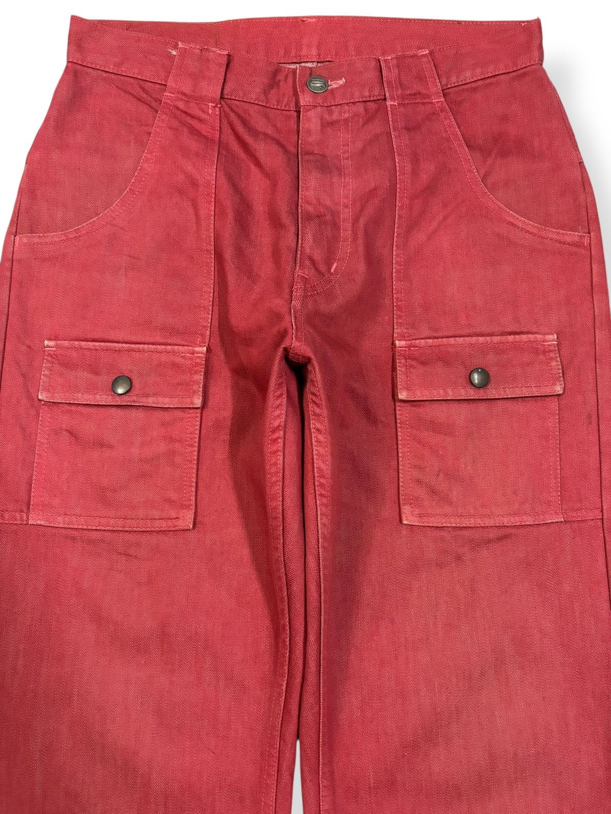 PPFM Vintage Japanese Brand PPFM Red Baggy Bush Denim Pants Size US 30 / EU 46 - 3 Thumbnail