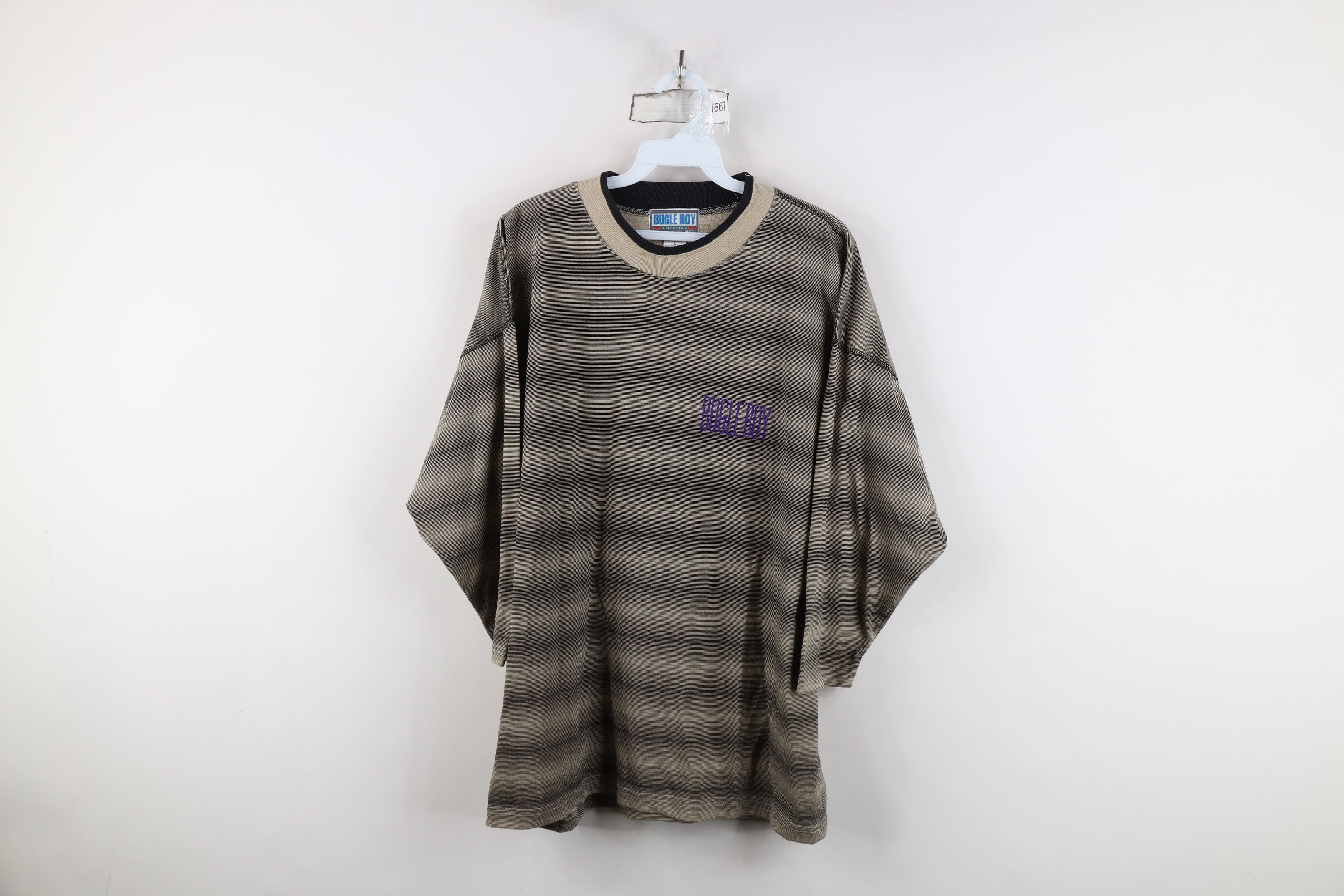 Vintage Vintage 90s Bugle Boy Striped Baggy Fit 3/4 Sleeve T-Shirt Size US L / EU 52-54 / 3 - 1 Thumbnail