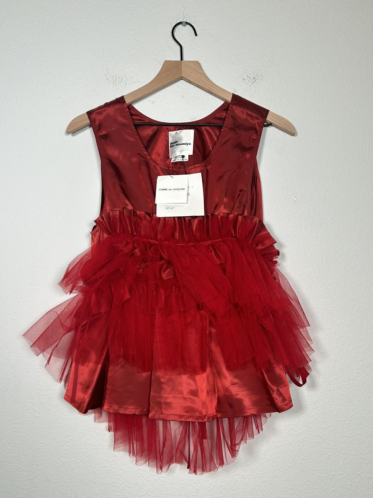 Noir Kei Ninomiya NWT! FW20 Satin Ruffle Tulle Blouse Size L / US 10 / IT 46 - 2 Thumbnail