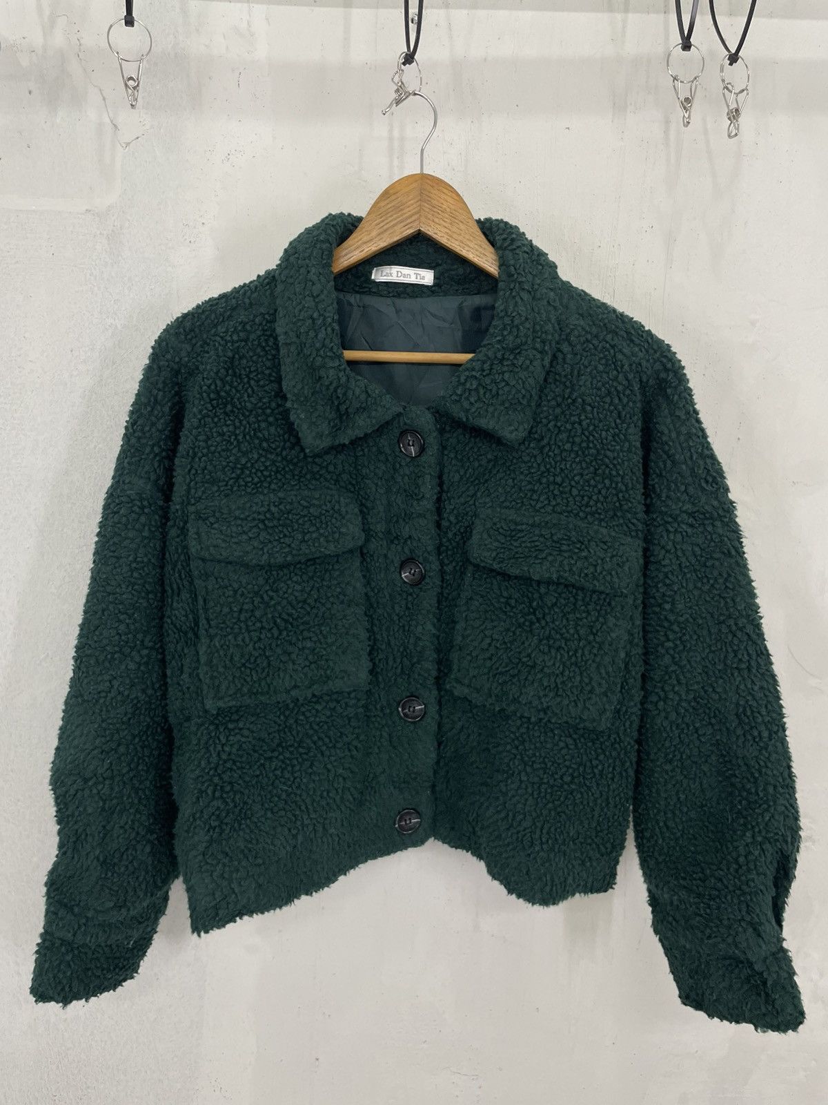 Japanese Brand Lax Dan Tia Pocket Fleece Winter Crop Jacket Size L / US 10 / IT 46 - 1 Thumbnail