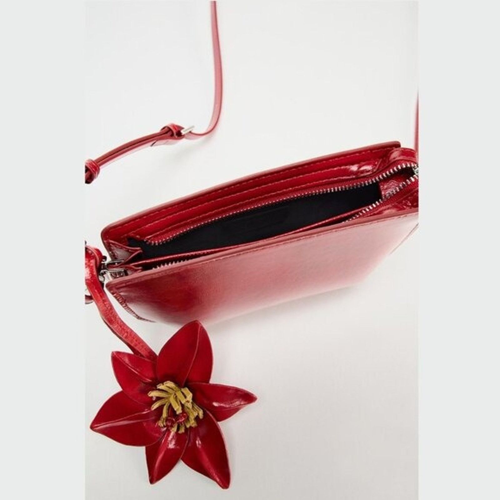 Zara Zara NWT Red Mini Crossbody Shoulder Bag Flower Charm Size ONE SIZE - 13 Thumbnail