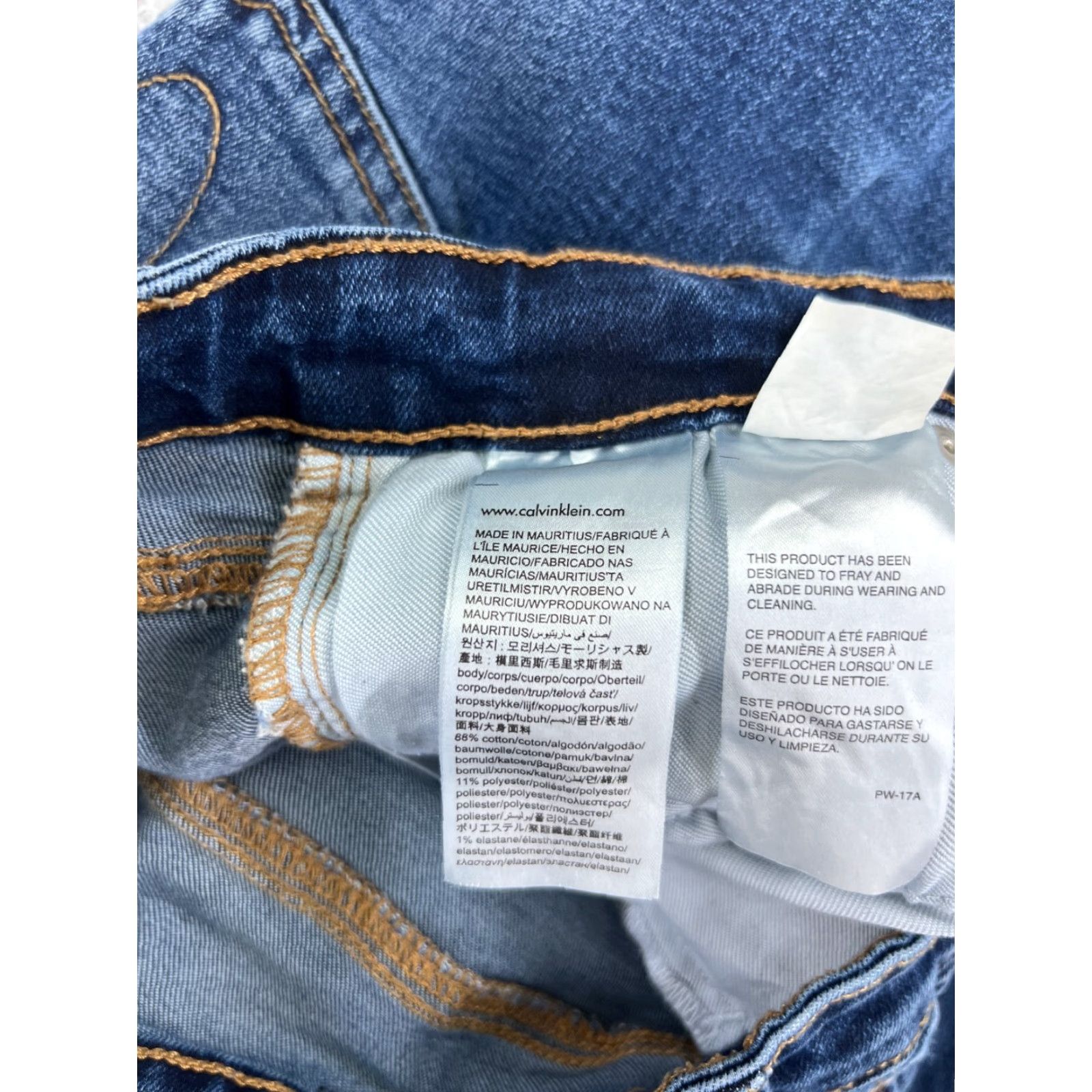 Calvin Klein Calvin Klein Jeans Women Blue Denim Straight Leg 26x30 Distressed 5-Pocket Regular Waist Cotton Blend Jeans Size 26" / US 2 / IT 38 - 7 Thumbnail
