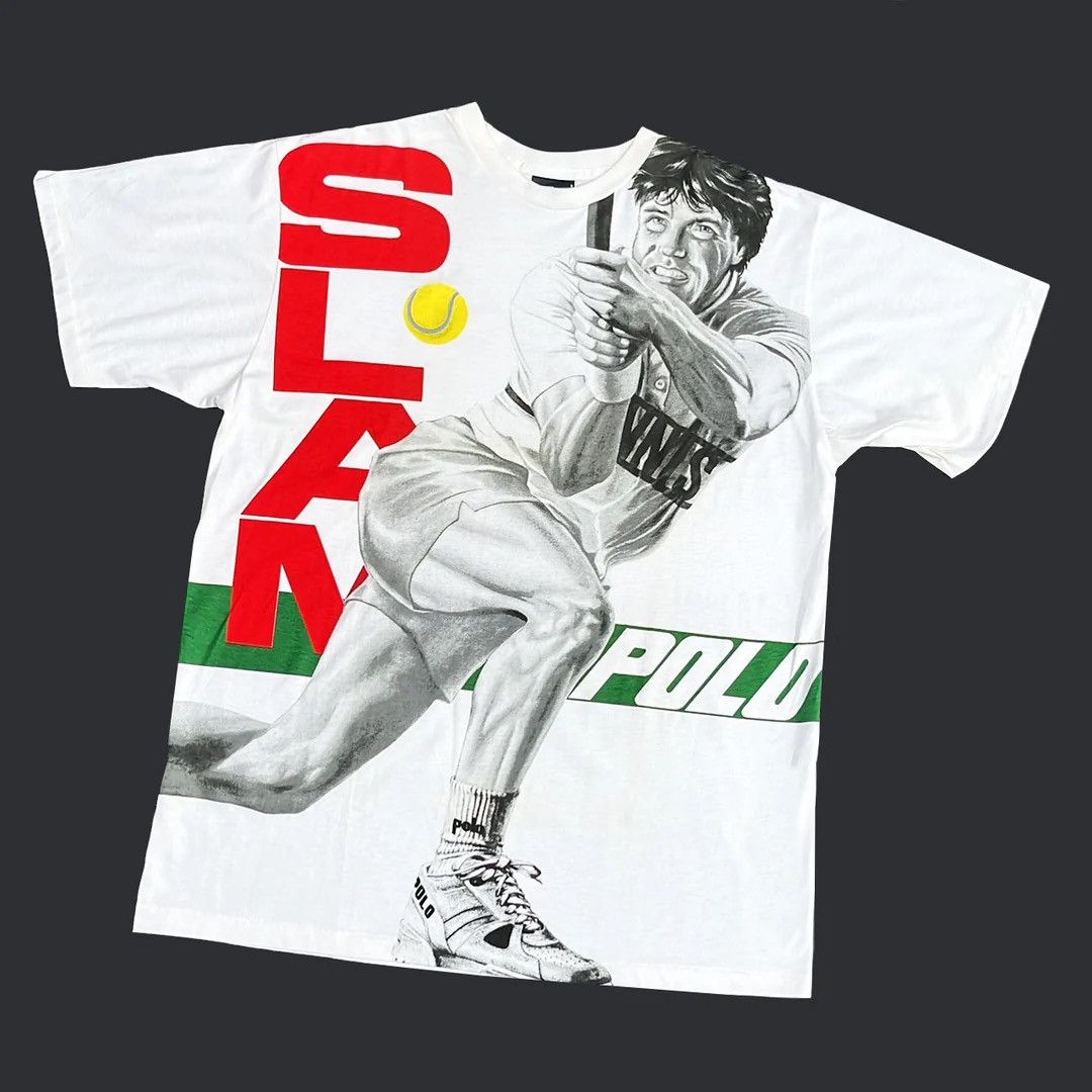 Polo Ralph Lauren Polo Ralph Lauren 1993 Vintage Slam Tennis USA Made T-Shirt Size US XL / EU 56 / 4 - 1 Thumbnail