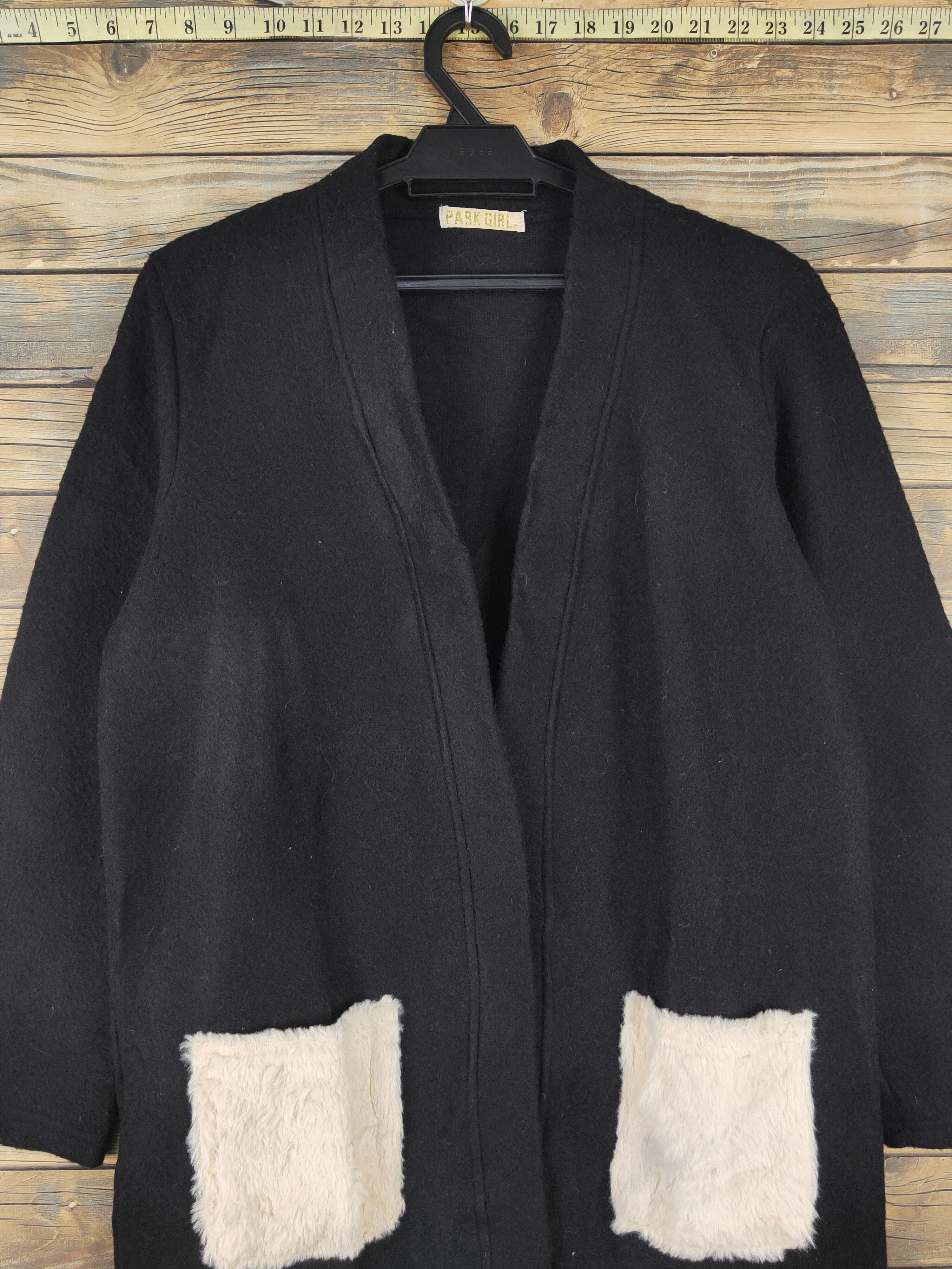 Japanese Brand × Vintage Avant garde fashion by Park Girl Black Long Cardigan Size M / US 6-8 / IT 42-44 - 2 Thumbnail