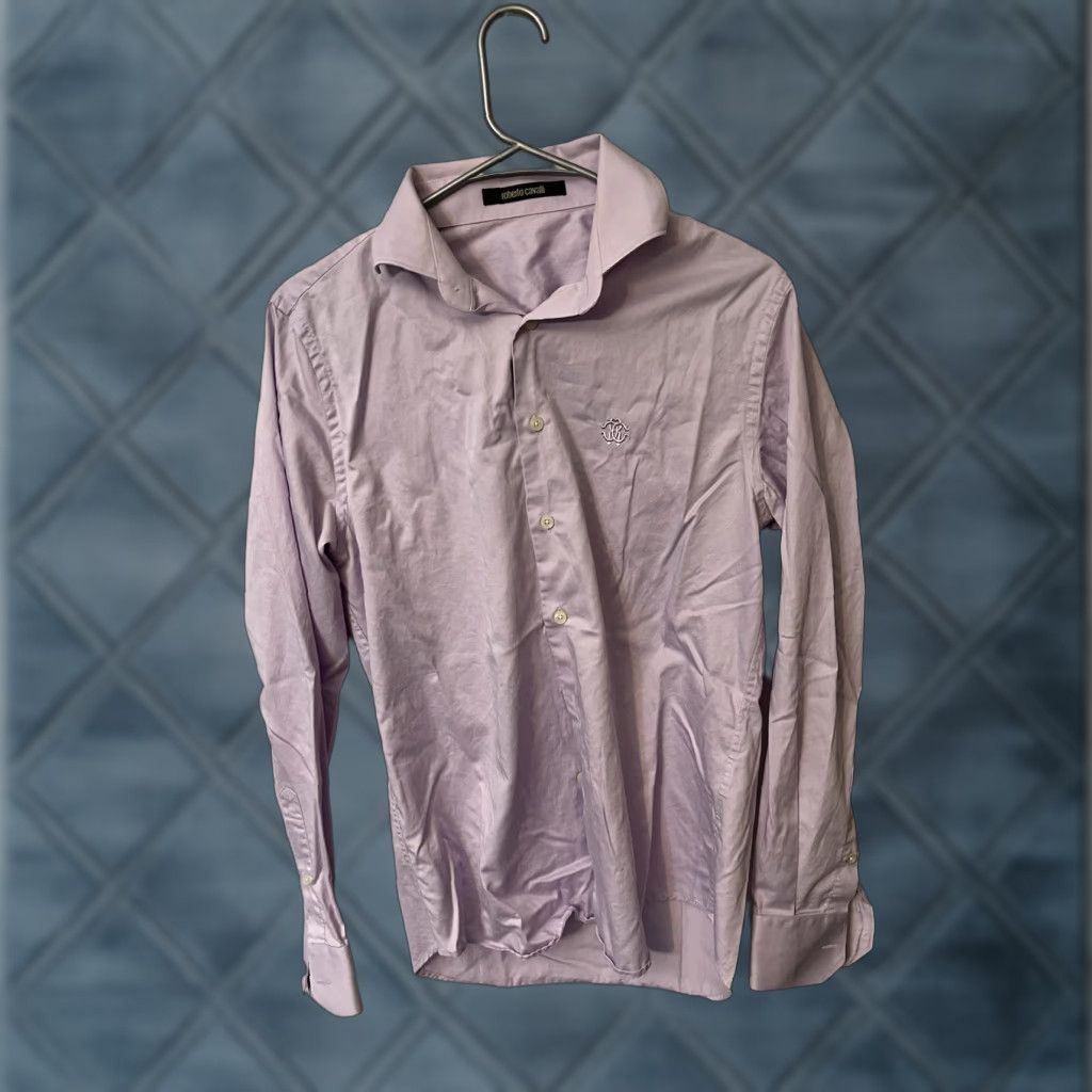 Roberto Cavalli Roberto Cavalli Dress Shirt Men's 15 Purple Long Sleeve Button Tapered Spreads Collared Cad Color Size 40R - 1 Thumbnail
