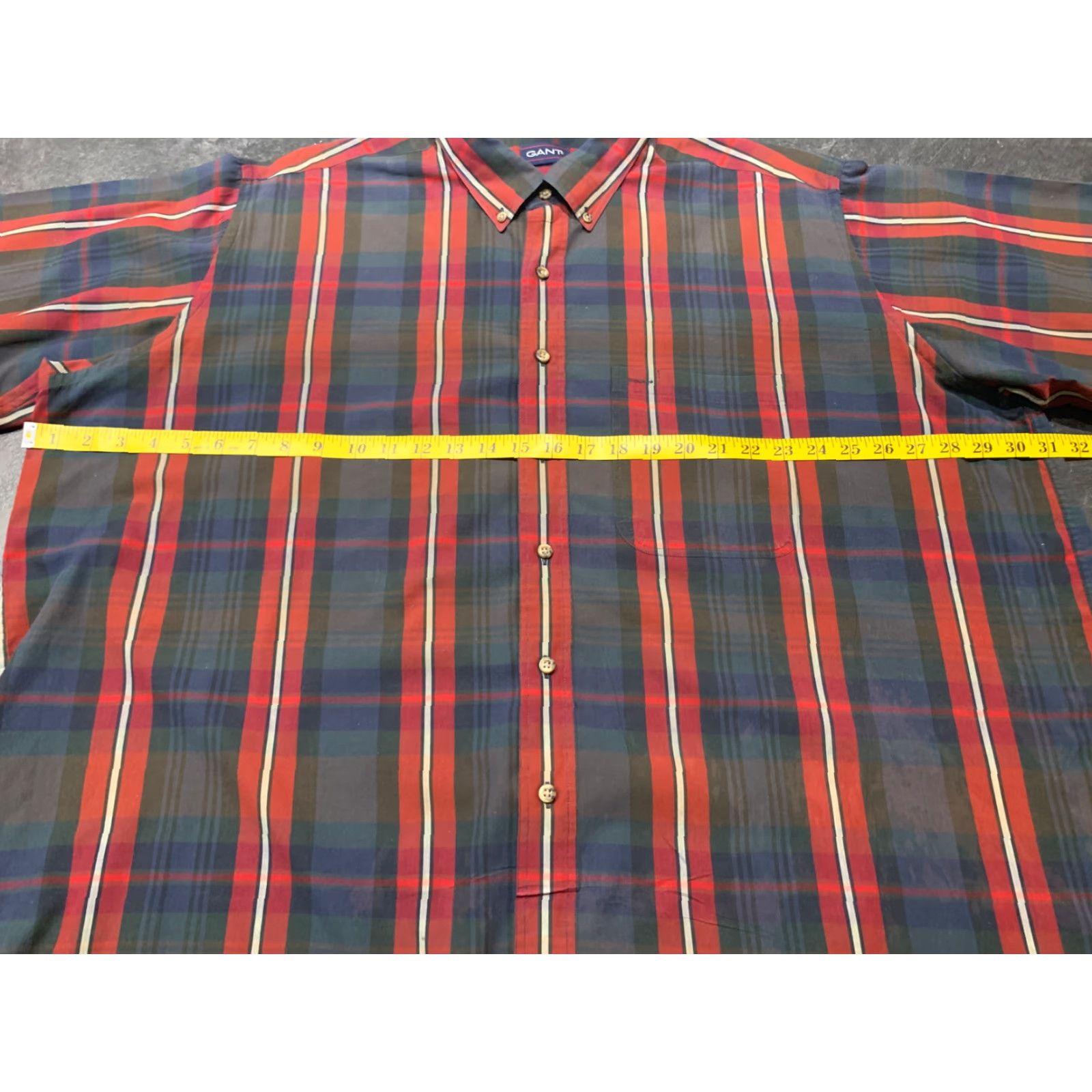 Gant VINTAGE GANT Mens Shirt 3XB Big Foxhunt Plaid Blue Red Casual Button Up S/S Size US XXL / EU 58 / 5 - 7 Thumbnail