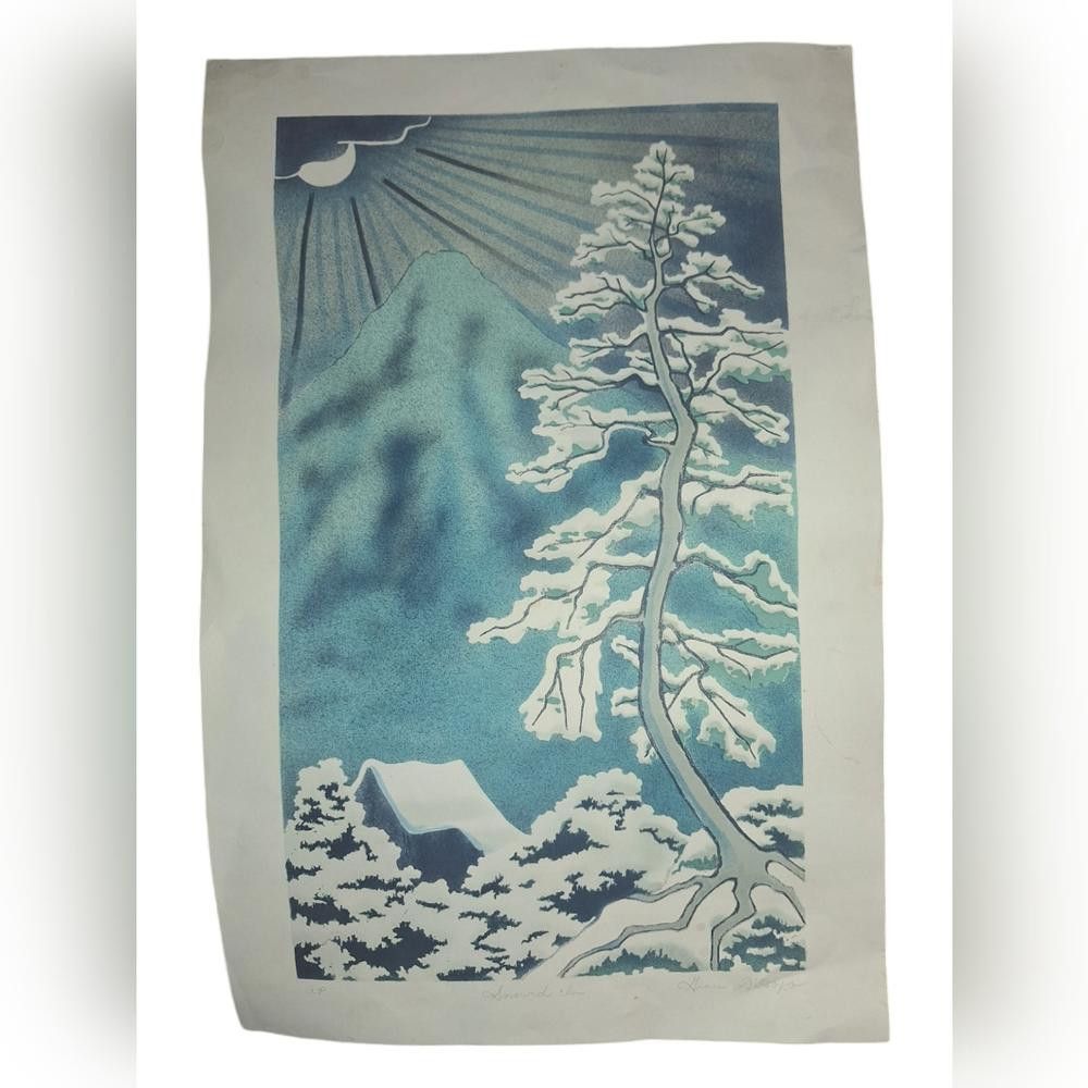 Designer Grace D'Esopo "Snowed In" -S/N Lithograph 1980's. Size ONE SIZE - 3 Thumbnail