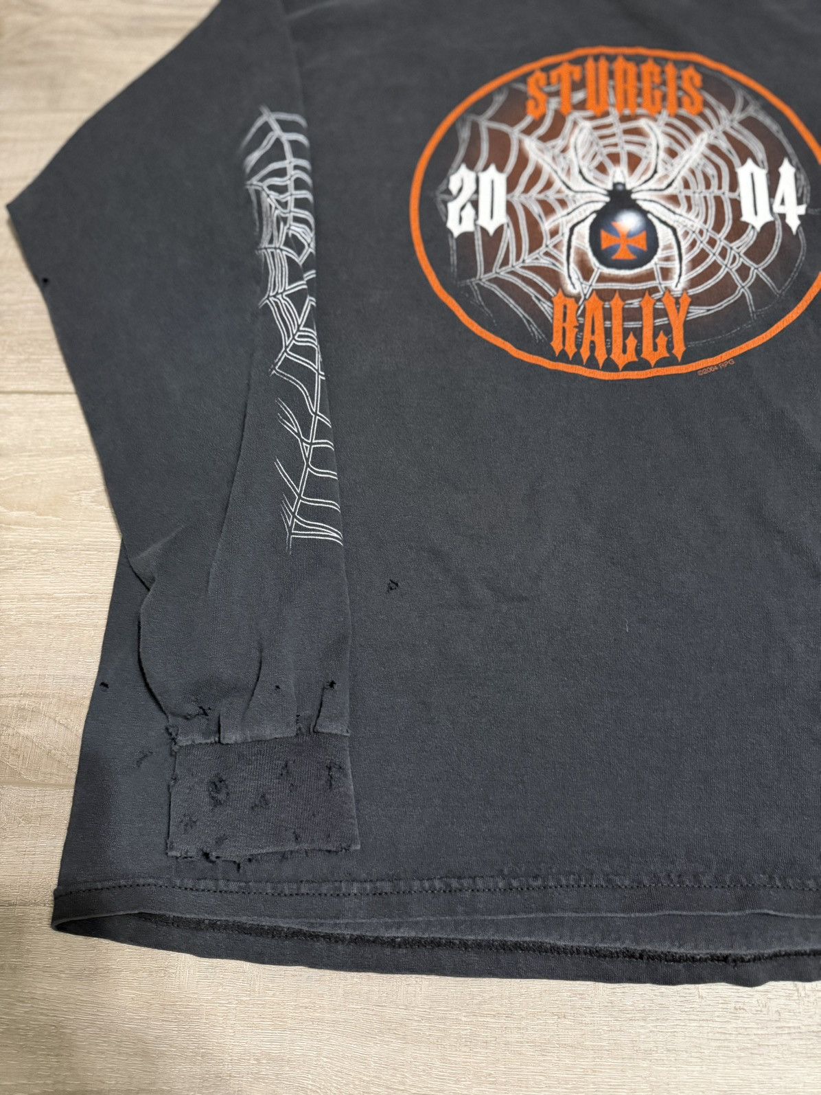 Harley Davidson Vintage Spider Web Biker Long Sleeve Size US XL / EU 56 / 4 - 4 Thumbnail