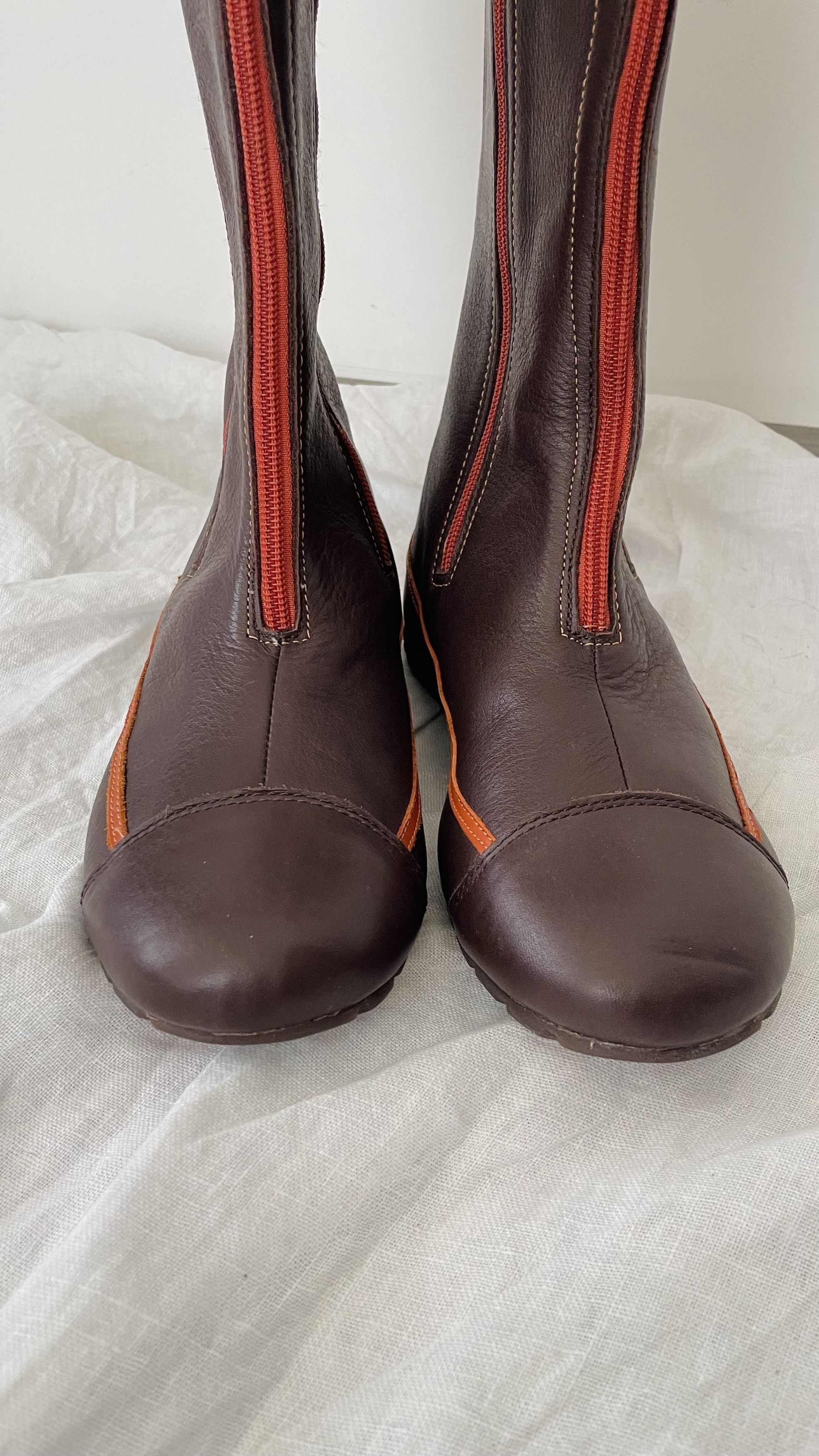 Other Y2K The Art Company Brown Leather Zip Boots – EU38 / US7 Size US 7 / IT 37 - 6 Thumbnail