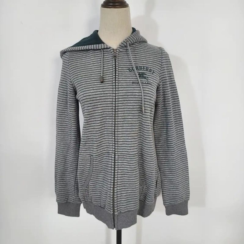 Burberry Burberry Gray Striped Cotton Blend Cardigan Size M / US 6-8 / IT 42-44 - 1 Thumbnail