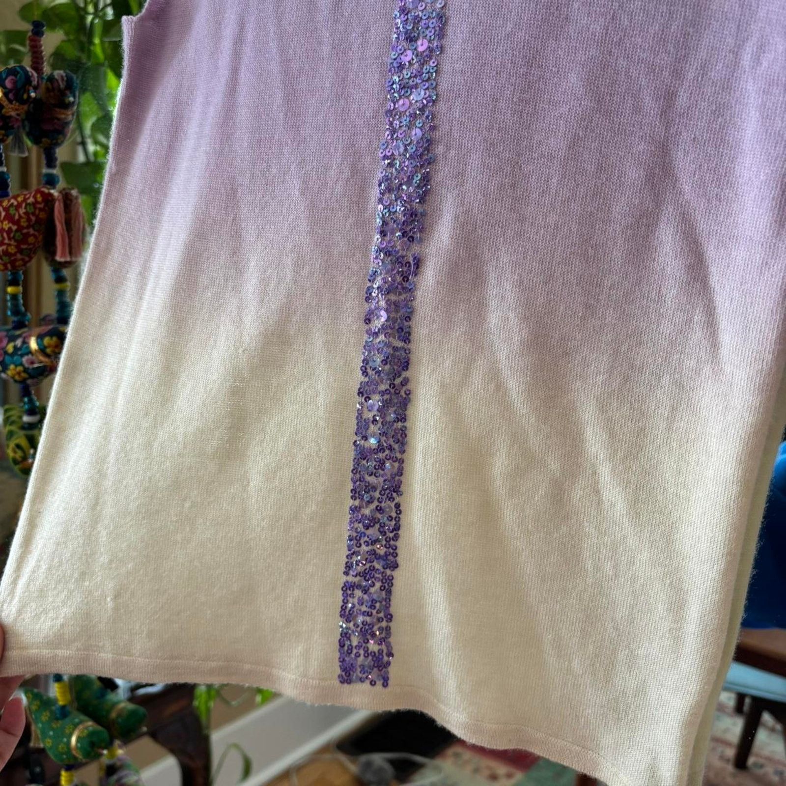 Express Vintage Express Y2K Purple Yellow Cashmere Sequined Sweater Size S / US 4 / IT 40 - 6 Thumbnail
