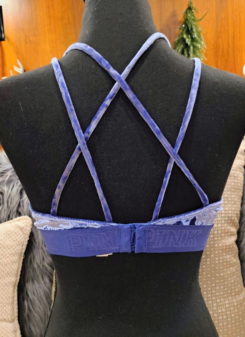 Pink Women's PINK Blue Velvet Bralette Size ONE SIZE - 3 Thumbnail
