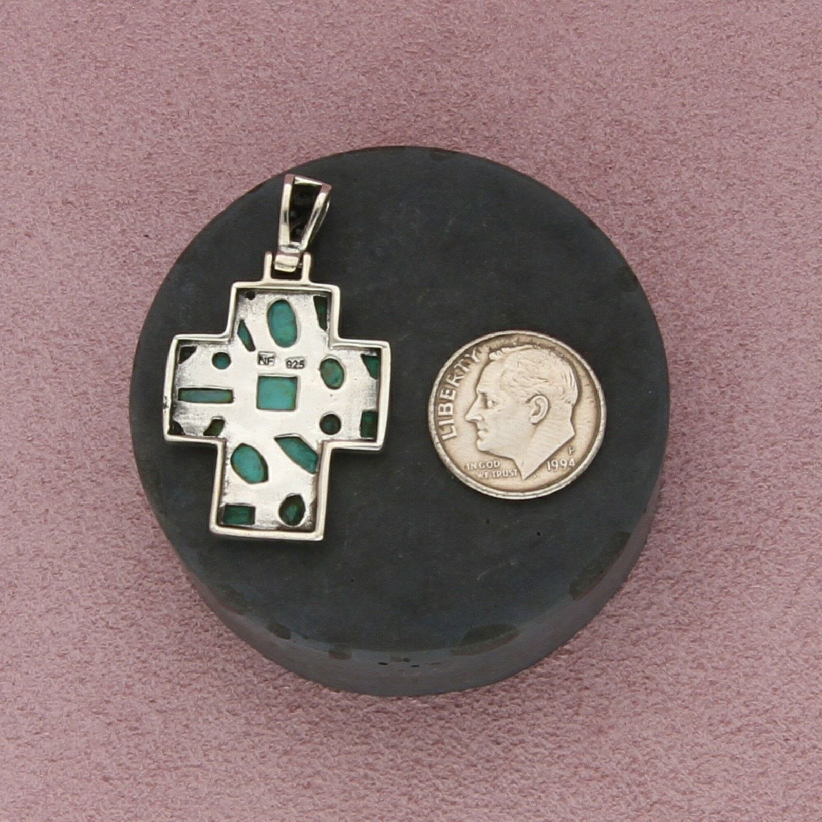 Sterling Silver sterling silver turquoise cluster cross pendant Size ONE SIZE - 3 Thumbnail