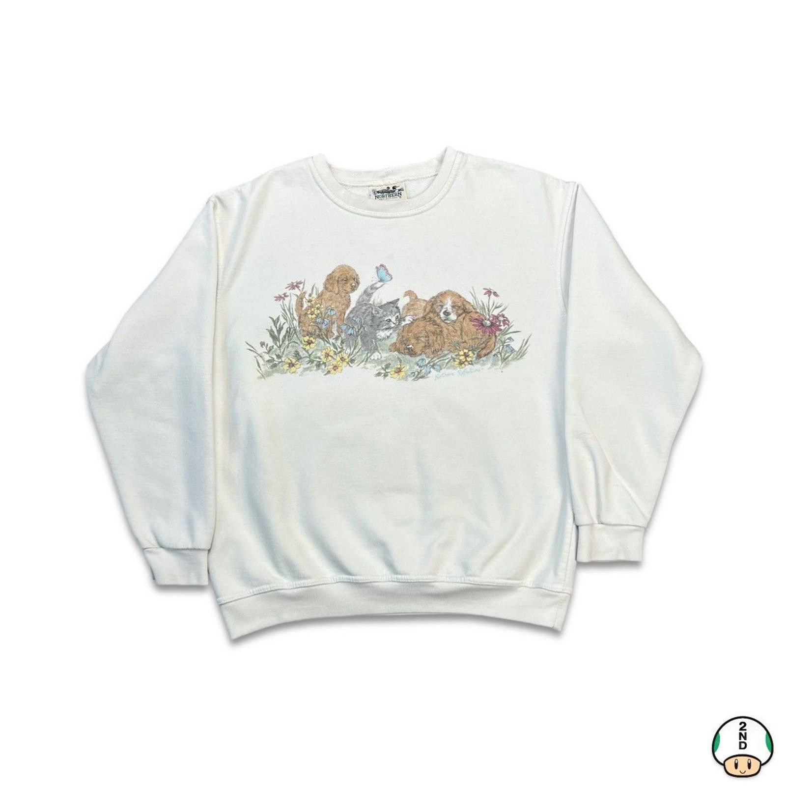 Vintage 90s Northern Reflections Dogs & Kitten Sweatshirt Animals Size US S / EU 44-46 / 1 - 1 Thumbnail