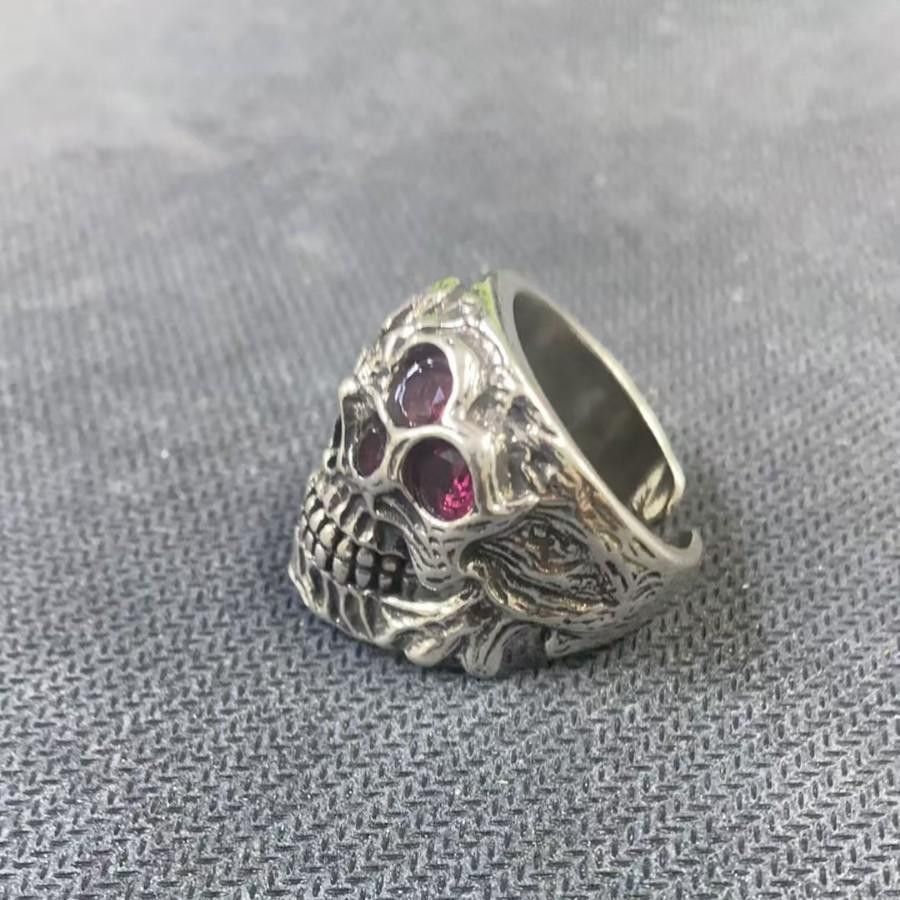 Jewelry Skull Vibe Jewelry Rings Open Size Chrome Ring (Size 7-13) Size ONE SIZE - 3 Thumbnail
