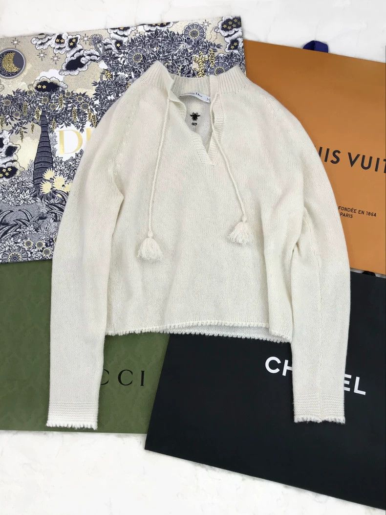 Dior Dior White Bee Cashmere Sweater Size US M / EU 48-50 / 2 - 1 Thumbnail