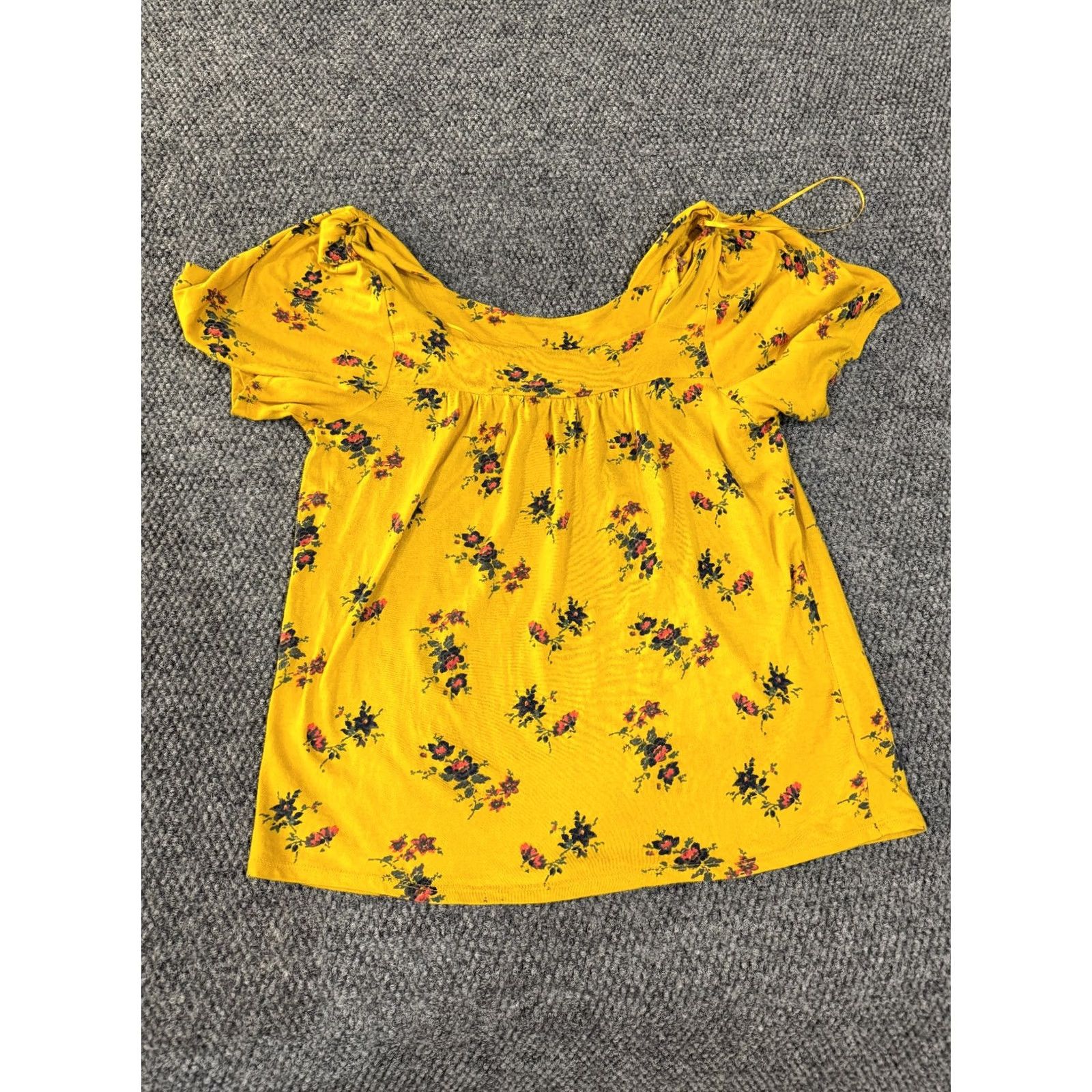 Lucky Brand Lucky Brand Blouse Women M Short Sleeve Round Neck Floral Yellow Lightweight Tunic Casual Size M / US 6-8 / IT 42-44 - 2 Thumbnail