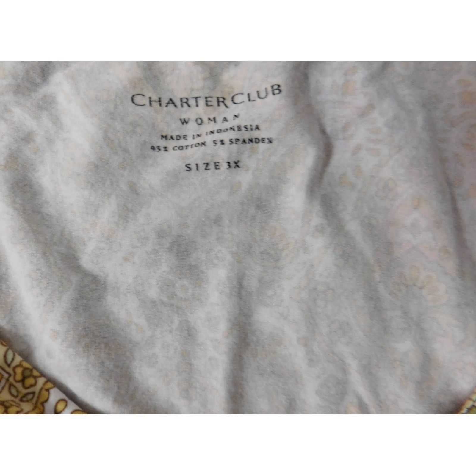 Charter Club Charter Club Blouse 3X Womens Yellow Floral Crew Neck Long Sleeve Cap Sleeve Ruffle Polyester Rayon Breathing Casual Classic Vintage: No Size XXL / US 16-18 / IT 52-54 - 6 Thumbnail