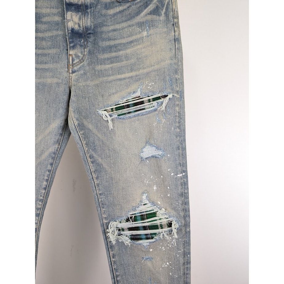 Amiri o1rshd1 MX1 Plaid Jeans in Clay Indigo Size US 36 / EU 52 - 8 Thumbnail