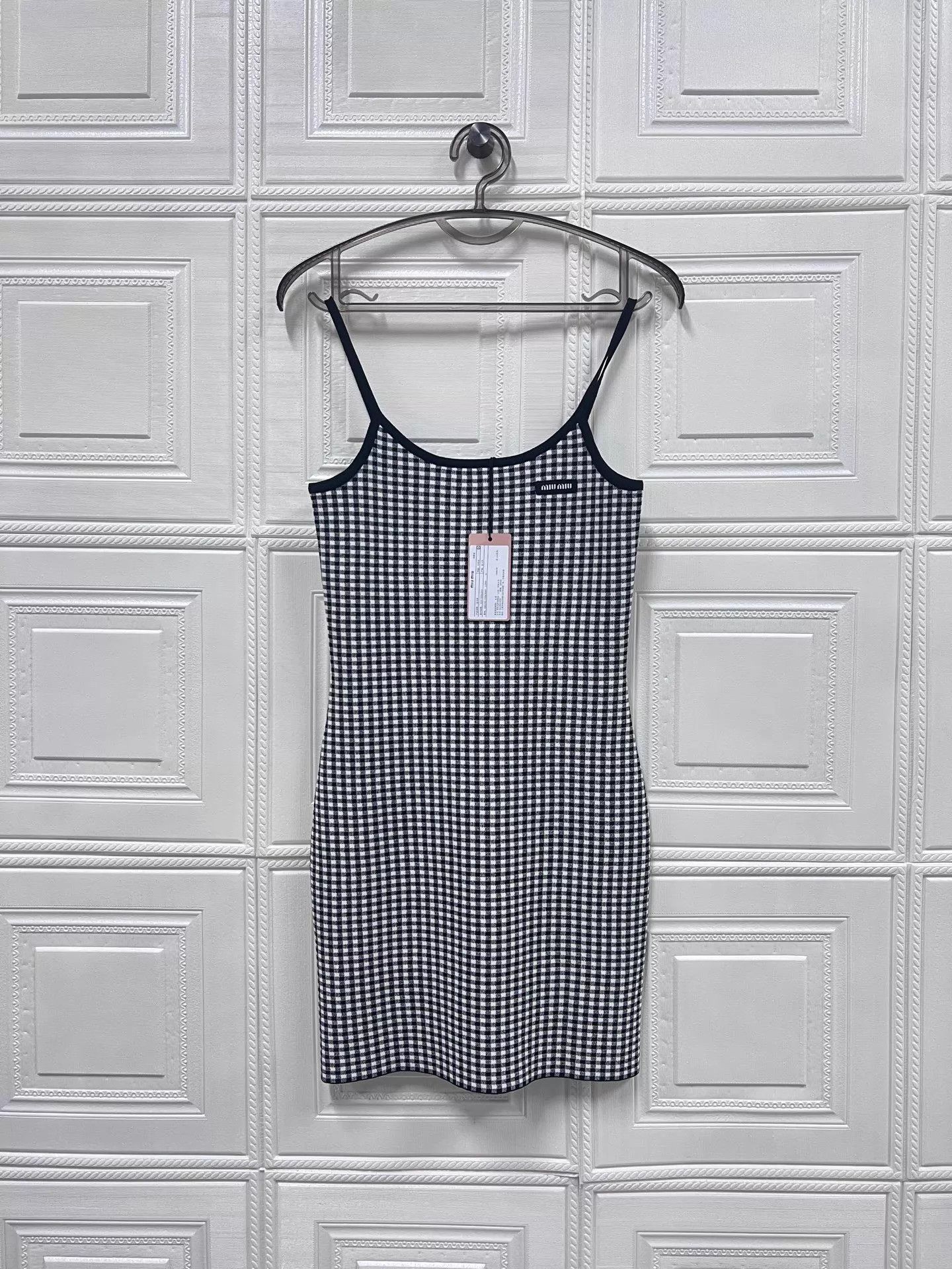 Miu Miu MIU MIU Black White Jacquard Sleeveless Slim Dress Logo Size XS / US 0-2 / IT 36-38 - 1 Thumbnail