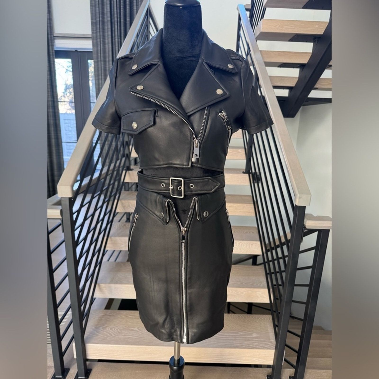Other New Biker Black Leather Outfit with Zipper Accents size XS Size XS / US 0-2 / IT 36-38 - 3 Thumbnail