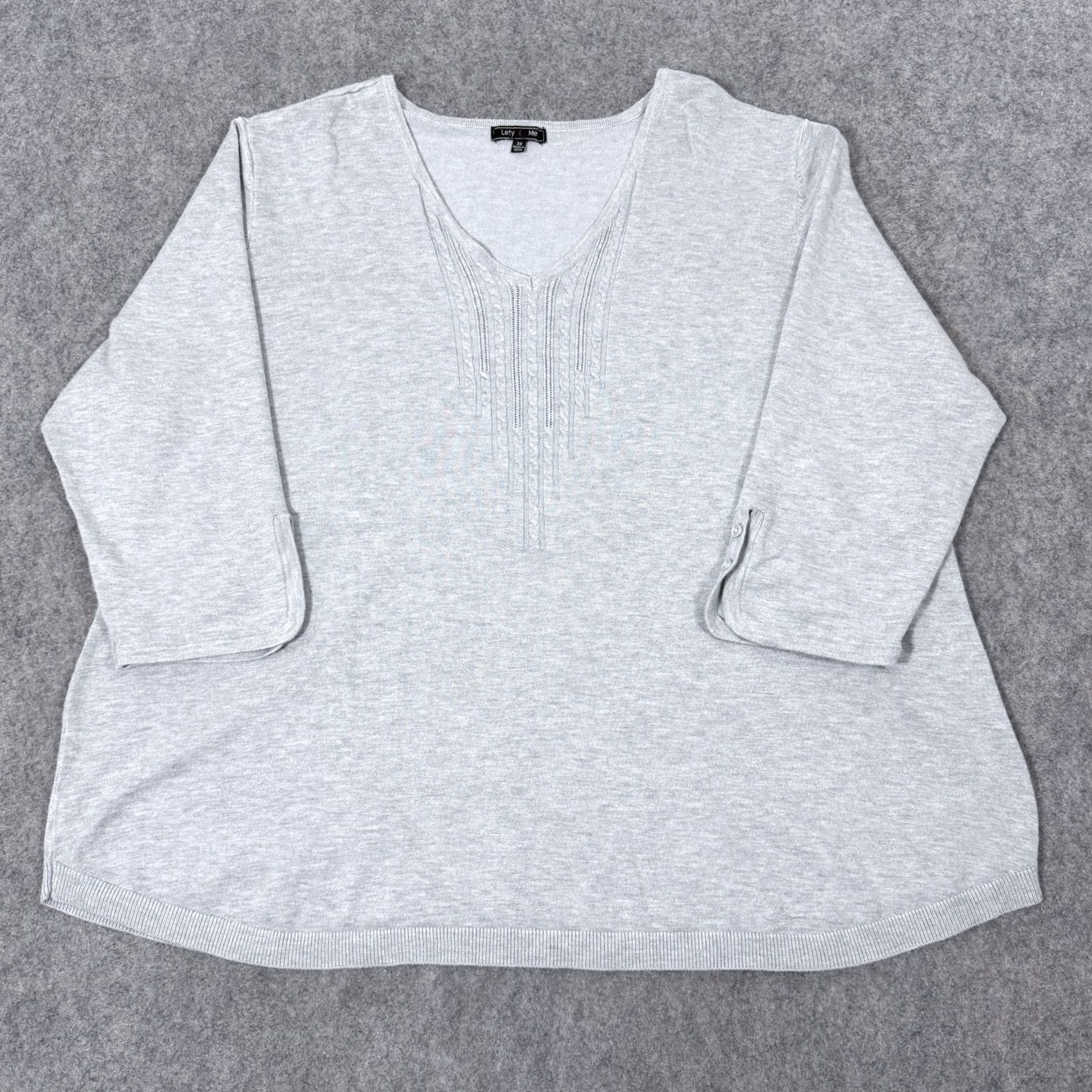 Vintage Lety & Me 3/4 Sleeve V-Neckline Casual Oversize Top Fits Women's Size 3X Gray Size XXL / US 16-18 / IT 52-54 - 2 Thumbnail